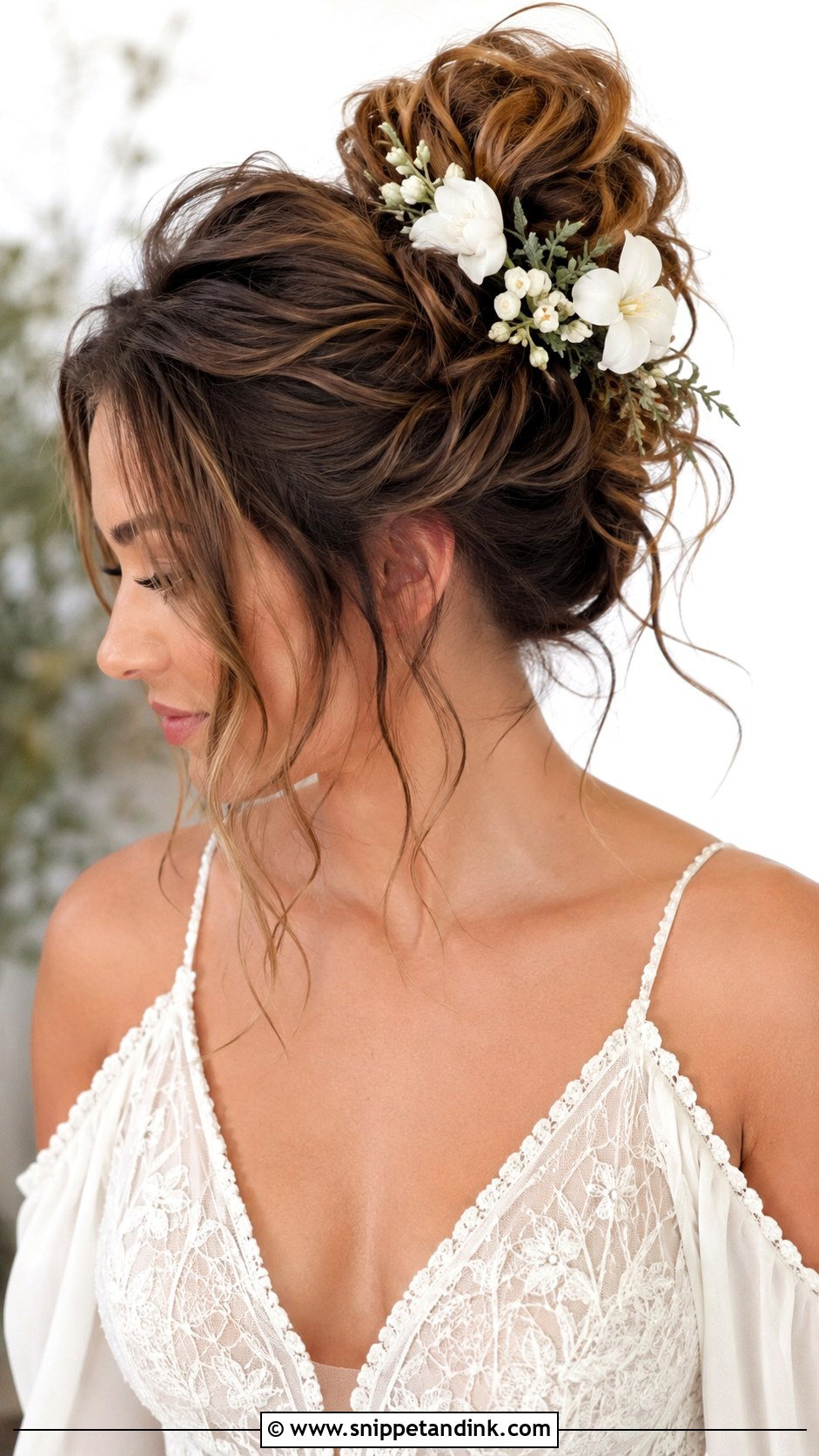 Tousled Crown Bun for Short Hair - Snippet and Ink - 20 Short Hair Bun Wedding Ideas