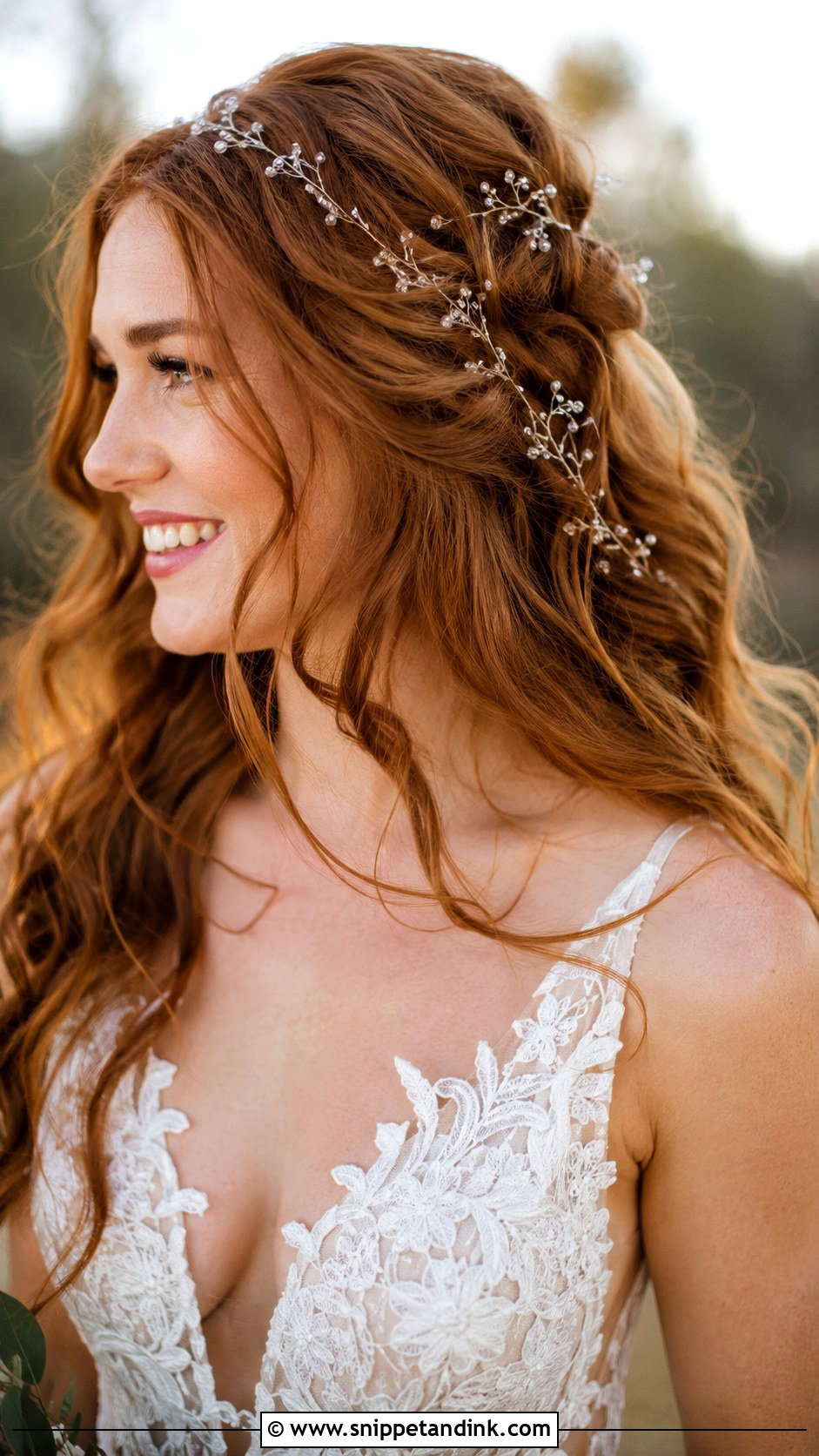 Tousled Curls With Hair Vine - Snippet and Ink - 20 Curled Hair for Wedding Ideas