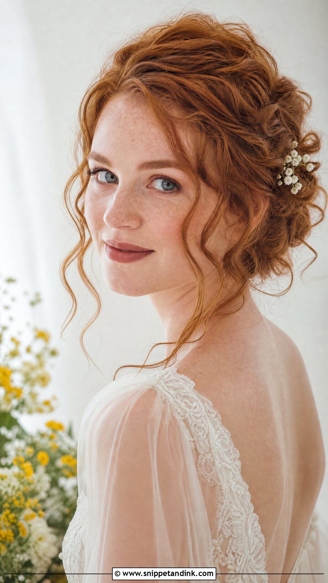 Tousled Curls With Side Tendrils - Snippet and Ink - 20 Curled Bridal Hair Ideas