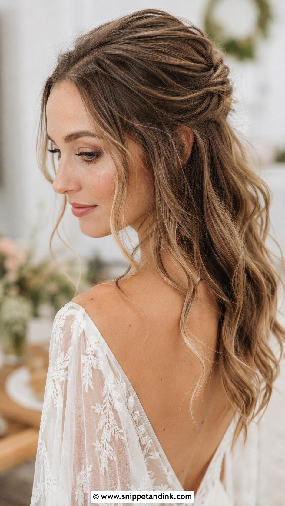 Tousled Half Up Hair - Snippet and Ink - 35 Bride Hair Ideas