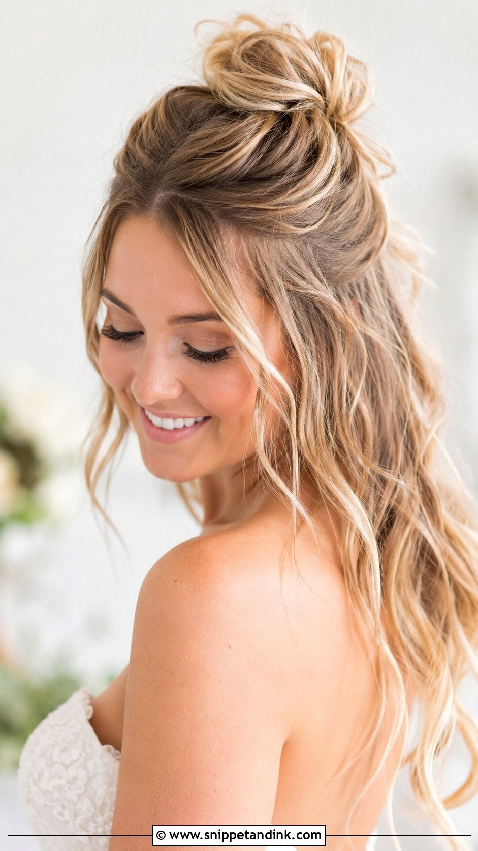 Tousled Half Up Knot - Snippet and Ink - 25 Simple Bridal Hair Ideas