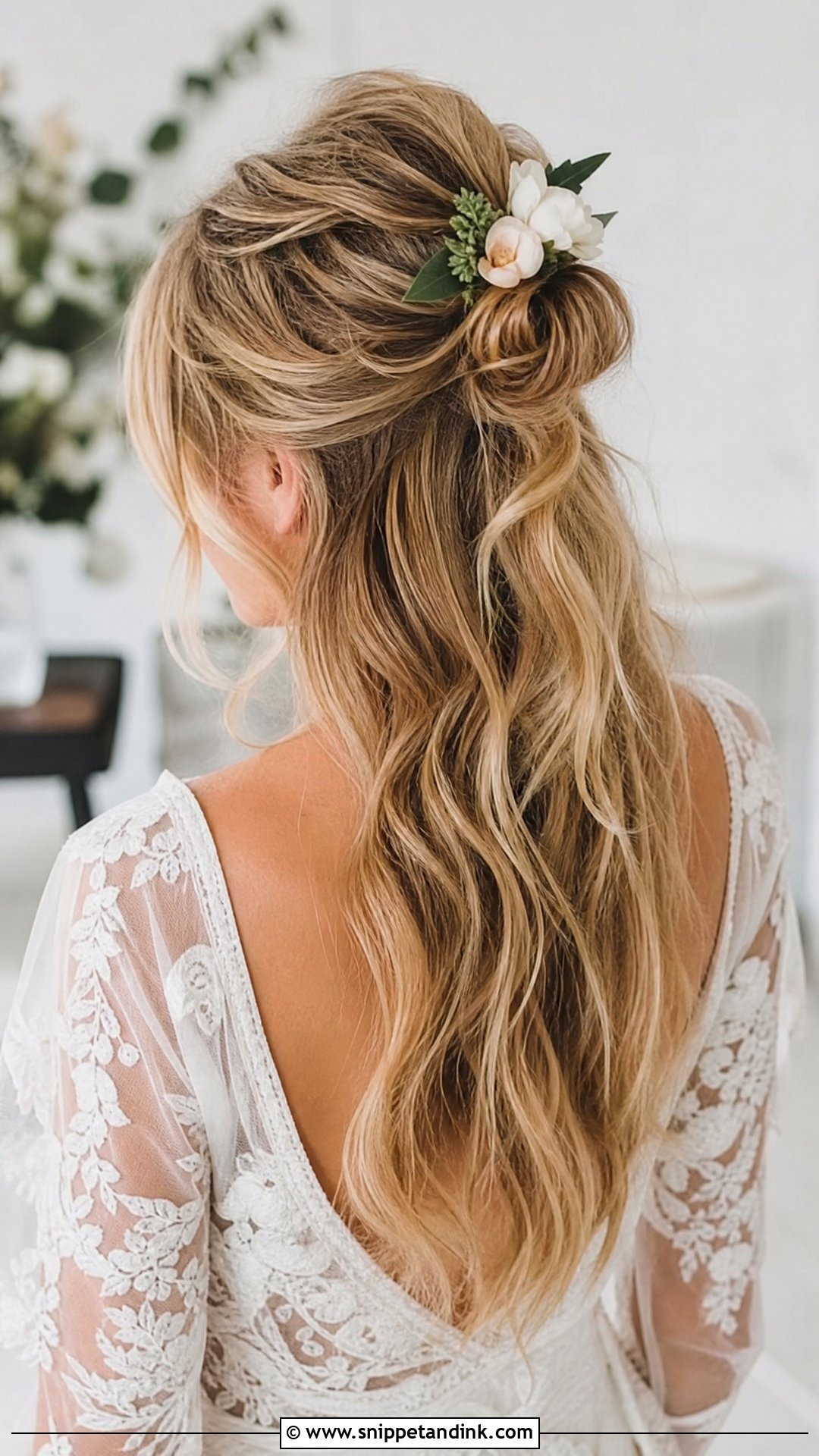 Tousled Half Up Knot - Snippet and Ink - 20 Relaxed Wedding Hair Ideas