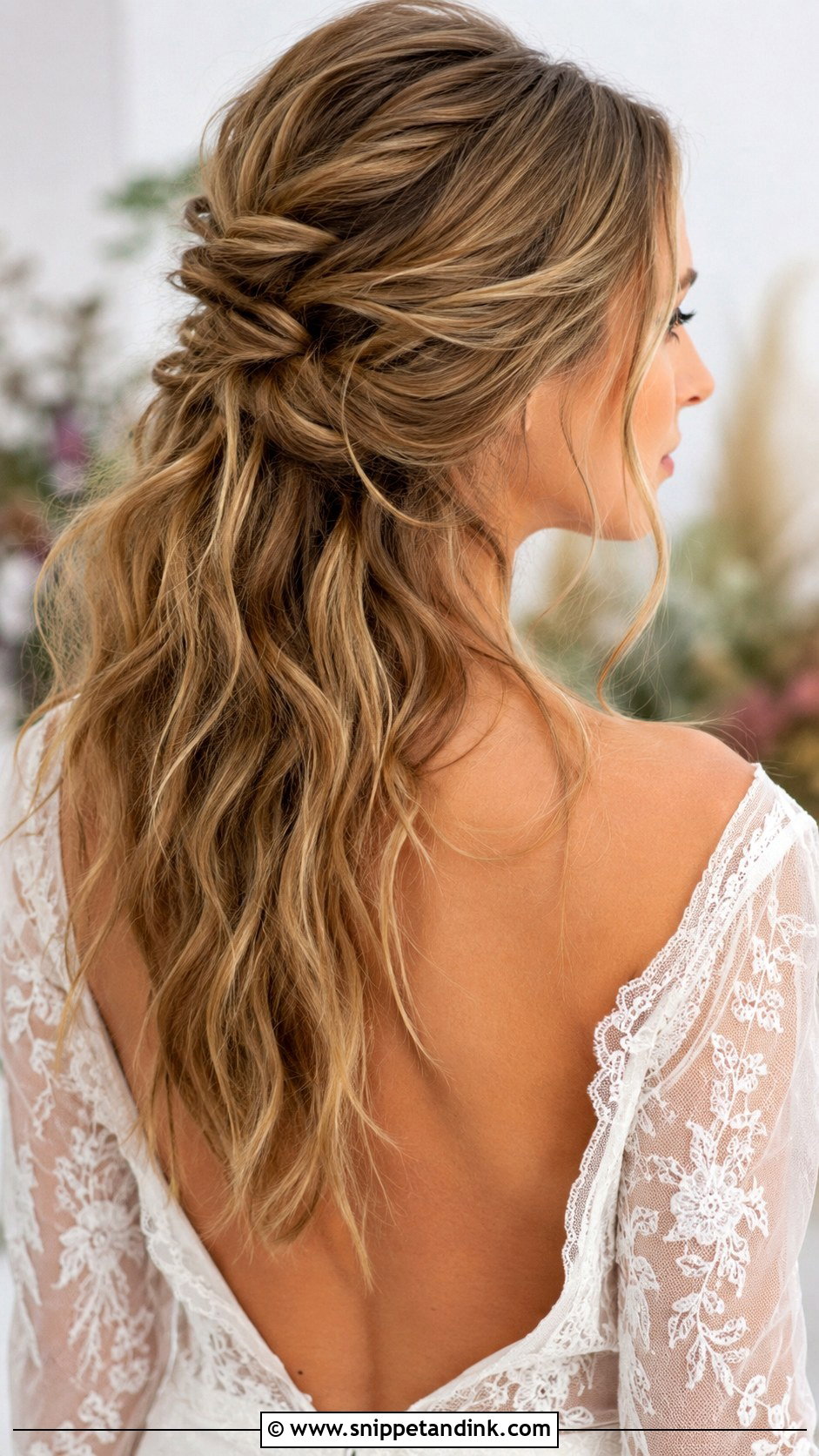 Tousled Half Up Wedding Hairstyle - Snippet and Ink - 30 Wedding Hairstyles 2025