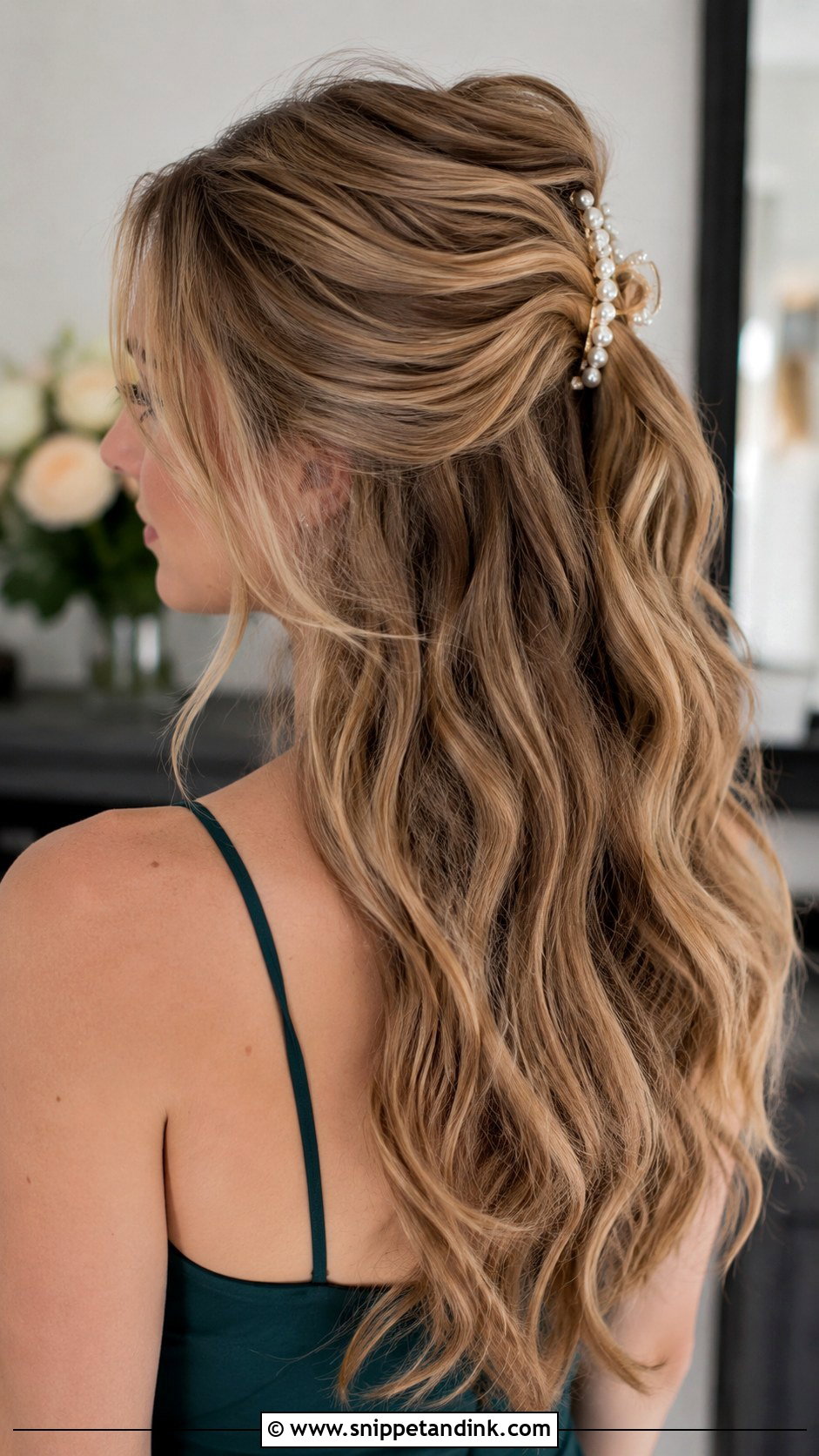 Tousled Half Up With Clip - Snippet and Ink - 30 Wedding Guest Hairstyles for Long Hair