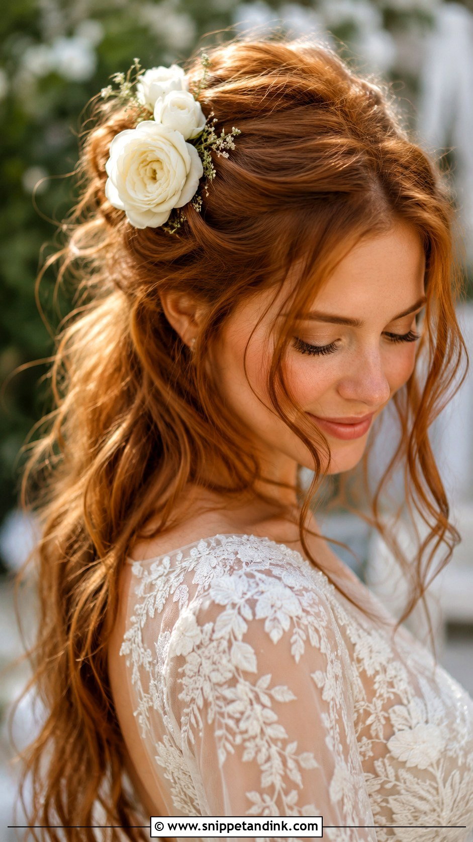 Tousled Half Up With Ranunculus - Snippet and Ink - 20 Wedding Hairstyles Flowers