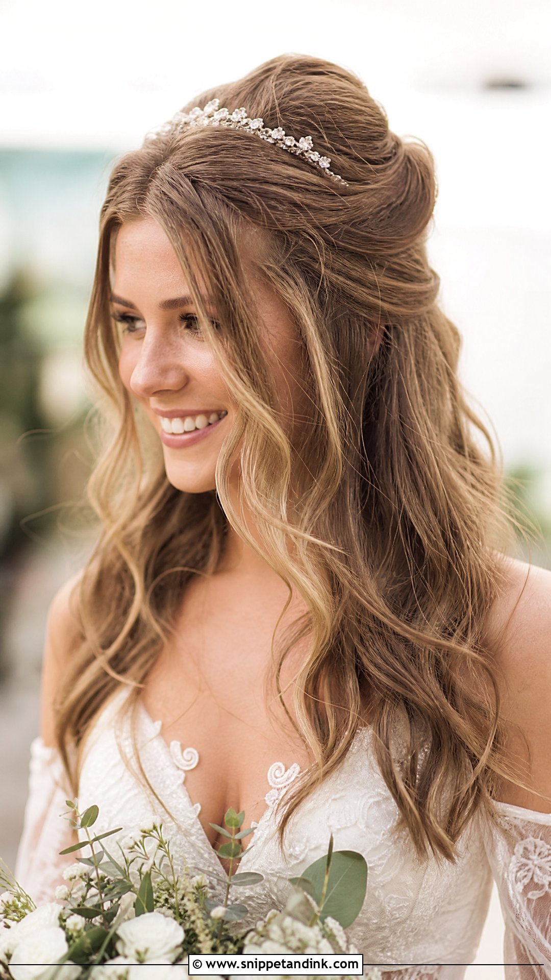 Tousled Half Up With a Tiara - Snippet and Ink - 20 Tiara Wedding Hair Ideas