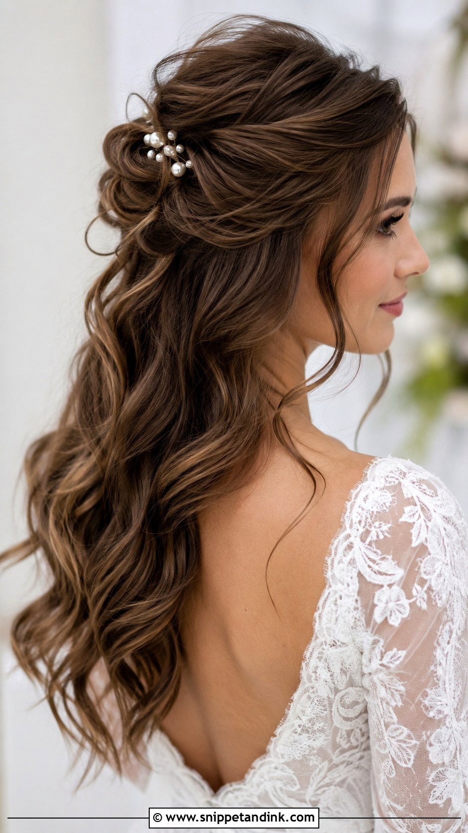 Tousled Half Updo - Snippet and Ink - 20 Wedding Hair Ideas for Medium Length