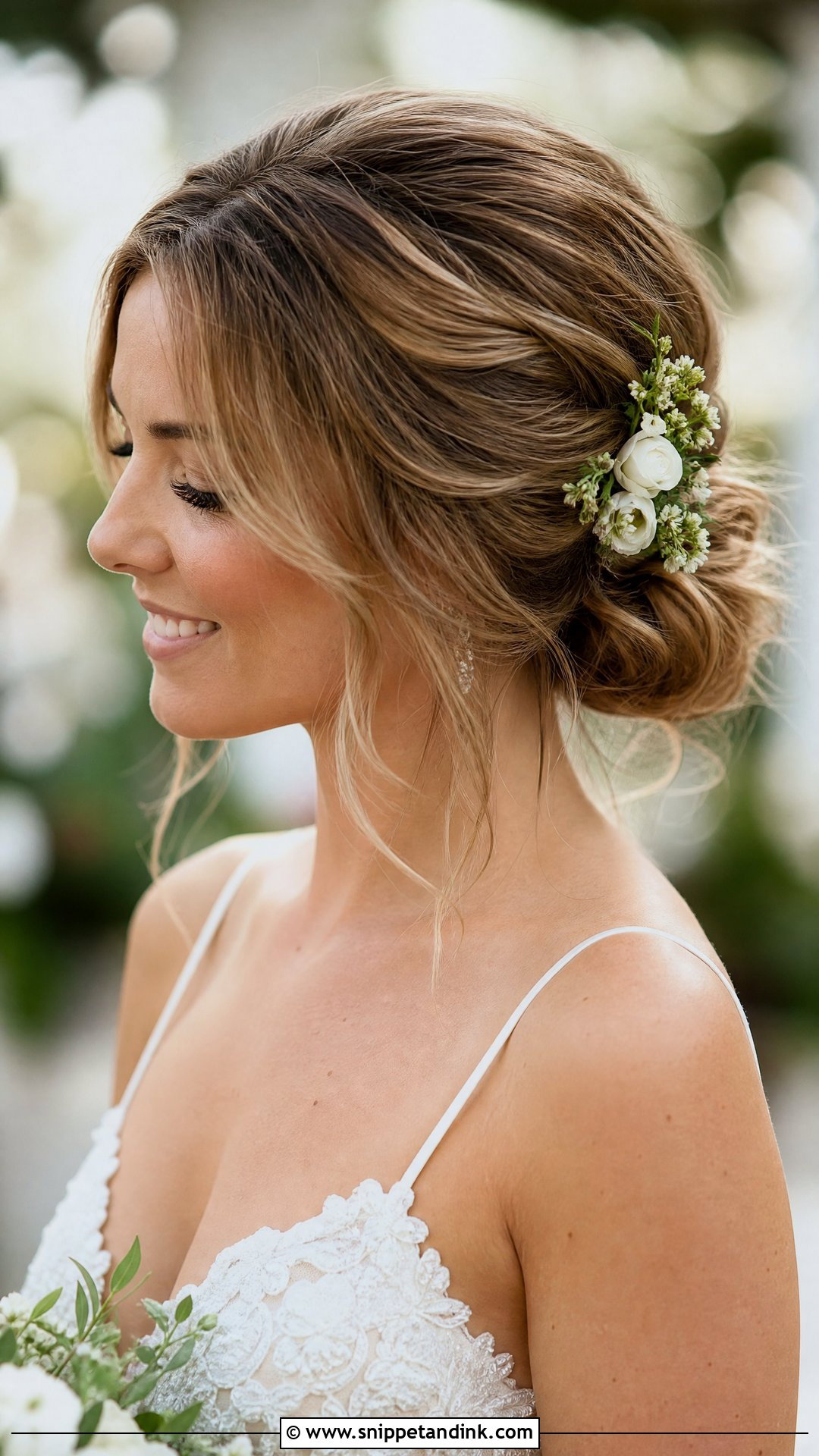 Tousled Low Bun - Snippet and Ink - 20 Old Money Wedding Hair Ideas
