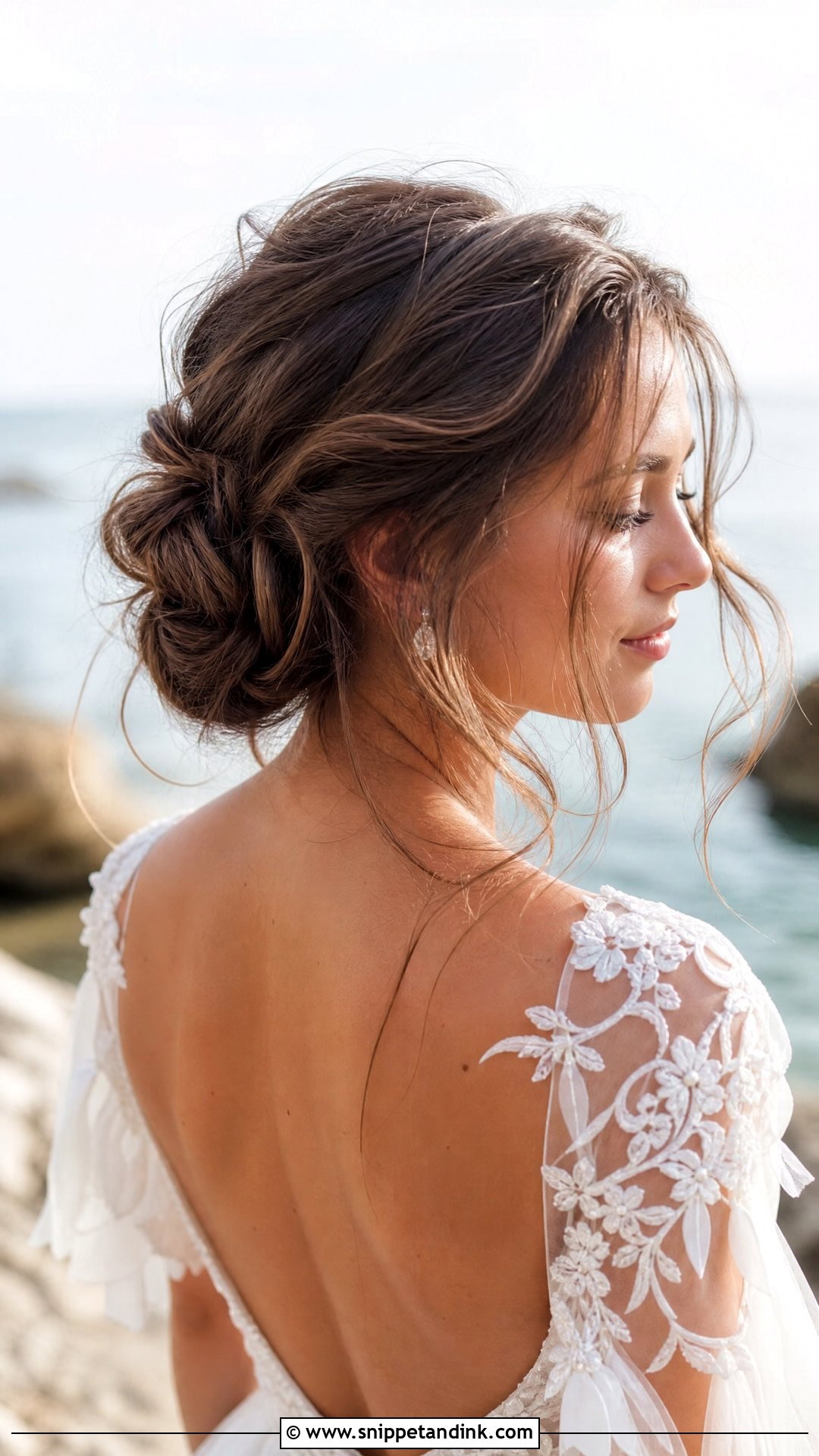 Tousled Low Bun With Tendrils - Snippet and Ink - 20 Minimal Wedding Hairstyle Ideas
