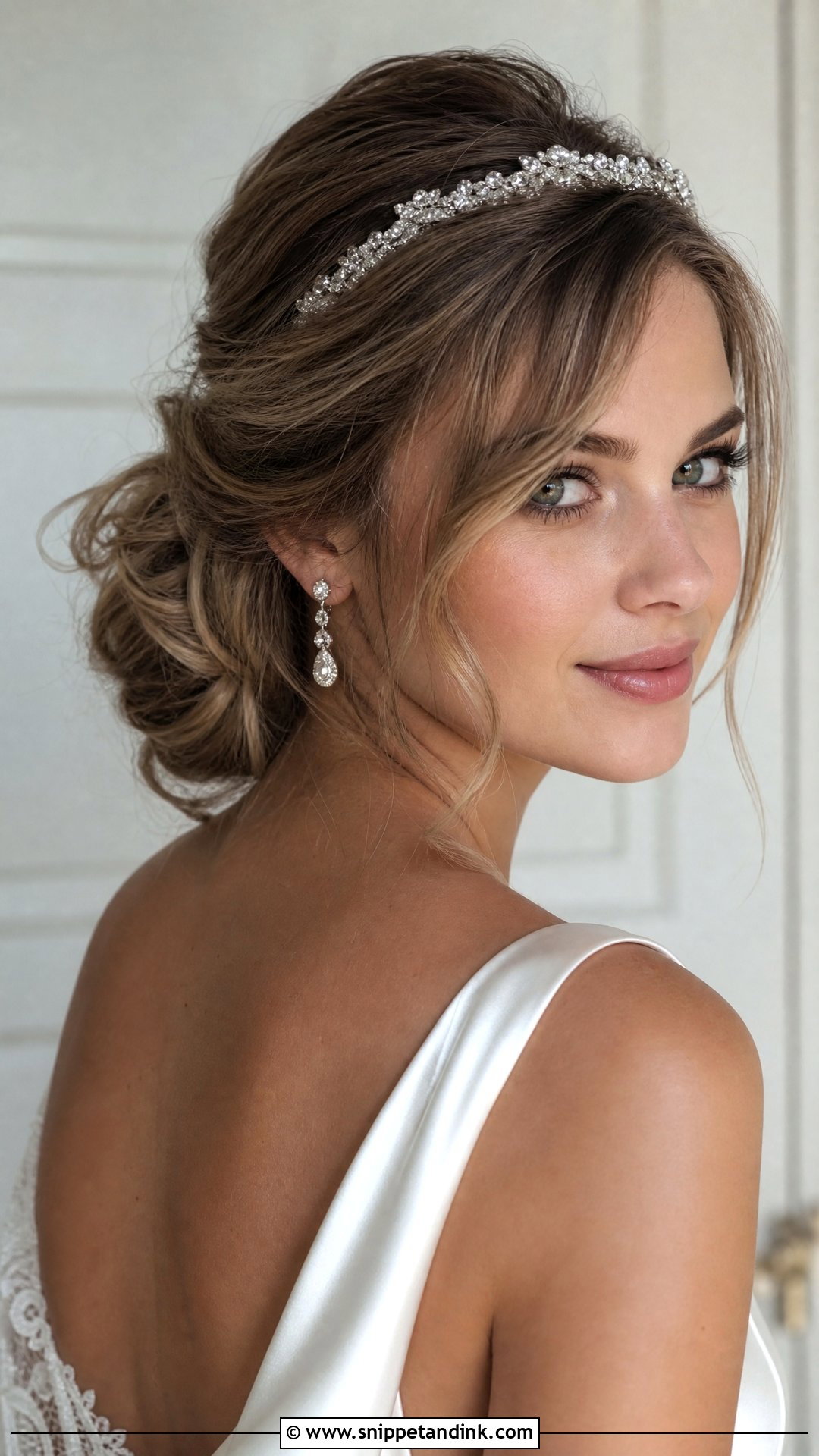 Tousled Low Chignon With Side Fringe - Snippet and Ink - 20 Wedding Hairstyles for Chubby Face