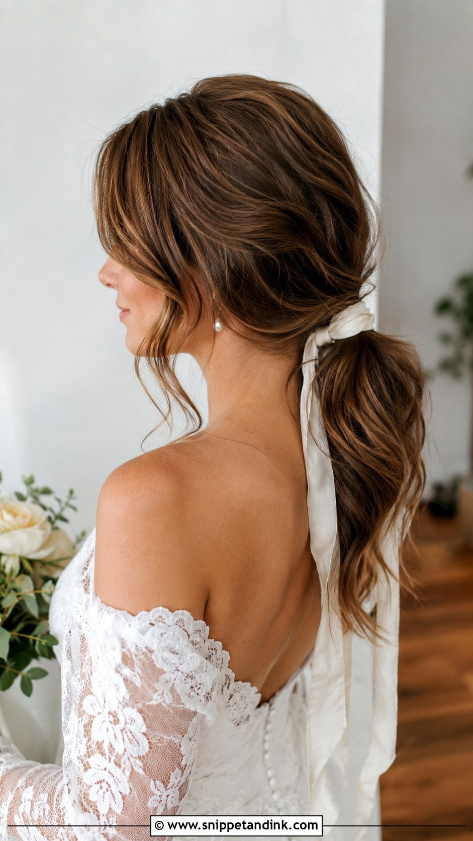 Tousled Low Ponytail Wedding Hairstyle - Snippet and Ink - 35 Wedding Hairstyle Ideas