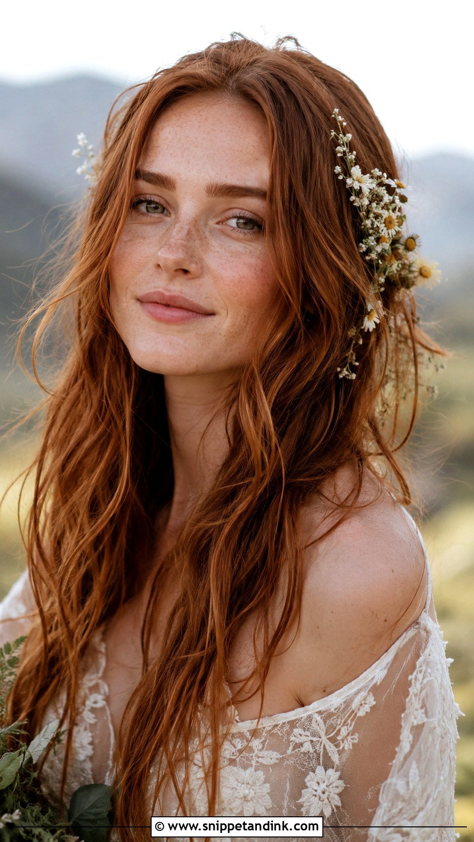 Tousled Open Hair for Boho Brides - Snippet and Ink - 25 Open Hair Bridal Look Ideas