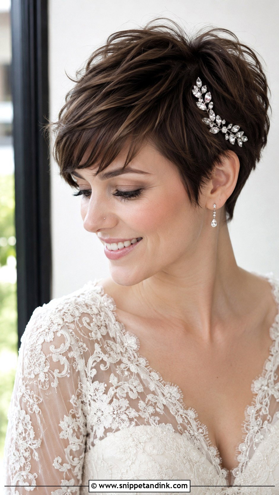 Tousled Pixie Cut With Hairpin Accent - Snippet and Ink - 20 Cute Wedding Hairstyles for Short Hair
