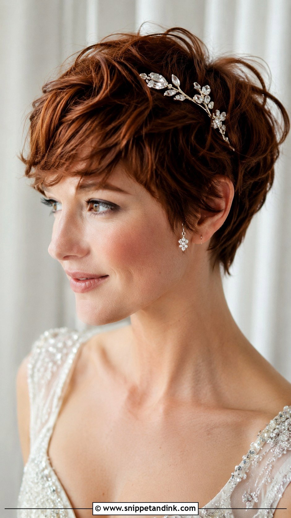 Tousled Pixie with Hair Accessories - Snippet and Ink - 20 Hair Styles for Short Hair Wedding Ideas