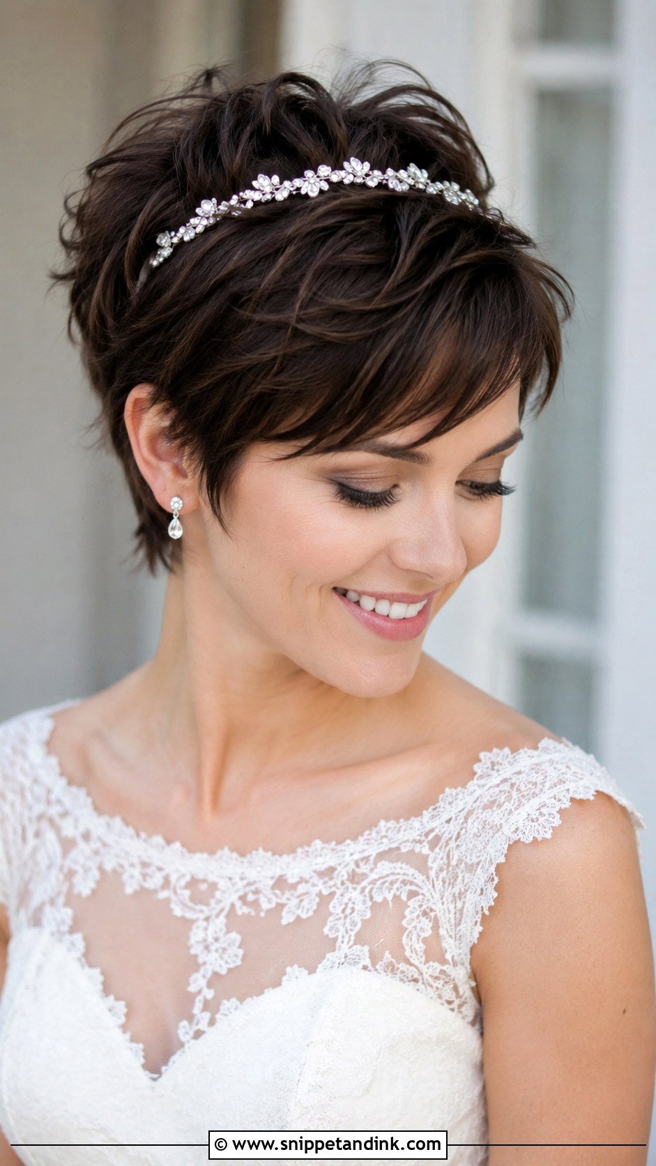 Tousled Pixie with Headband - Snippet and Ink - 30 Short Hair Wedding Ideas