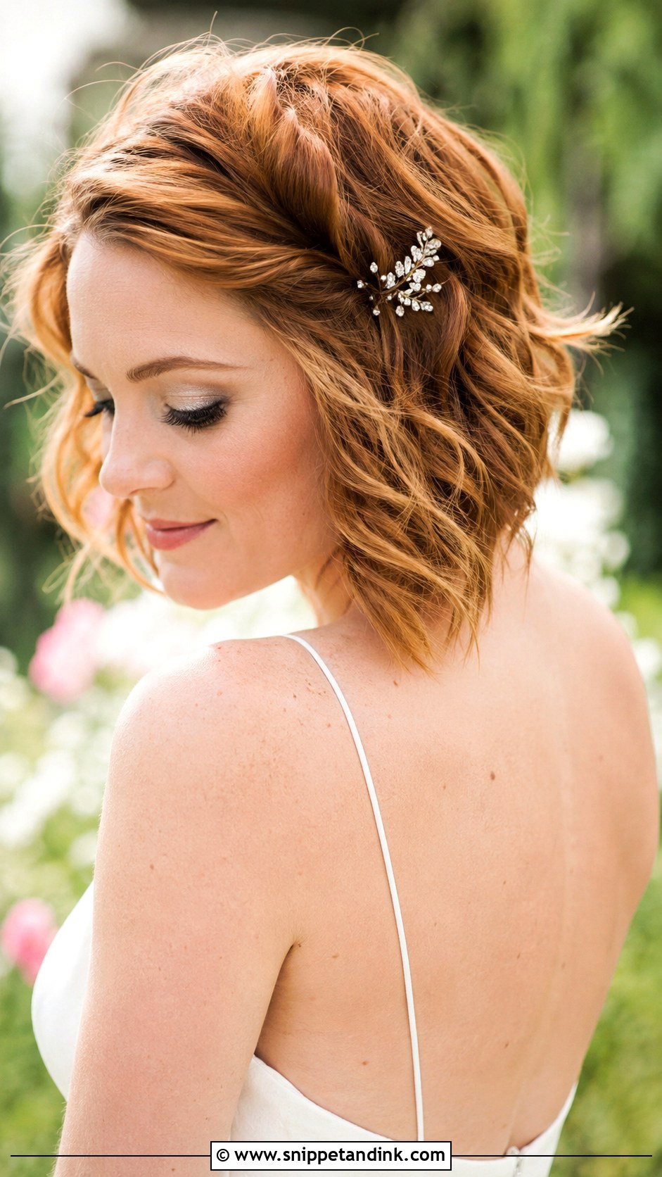 Tousled Short Waves with Side Pin - Snippet and Ink - 25 Hairstyle for Wedding Short Hair Ideas