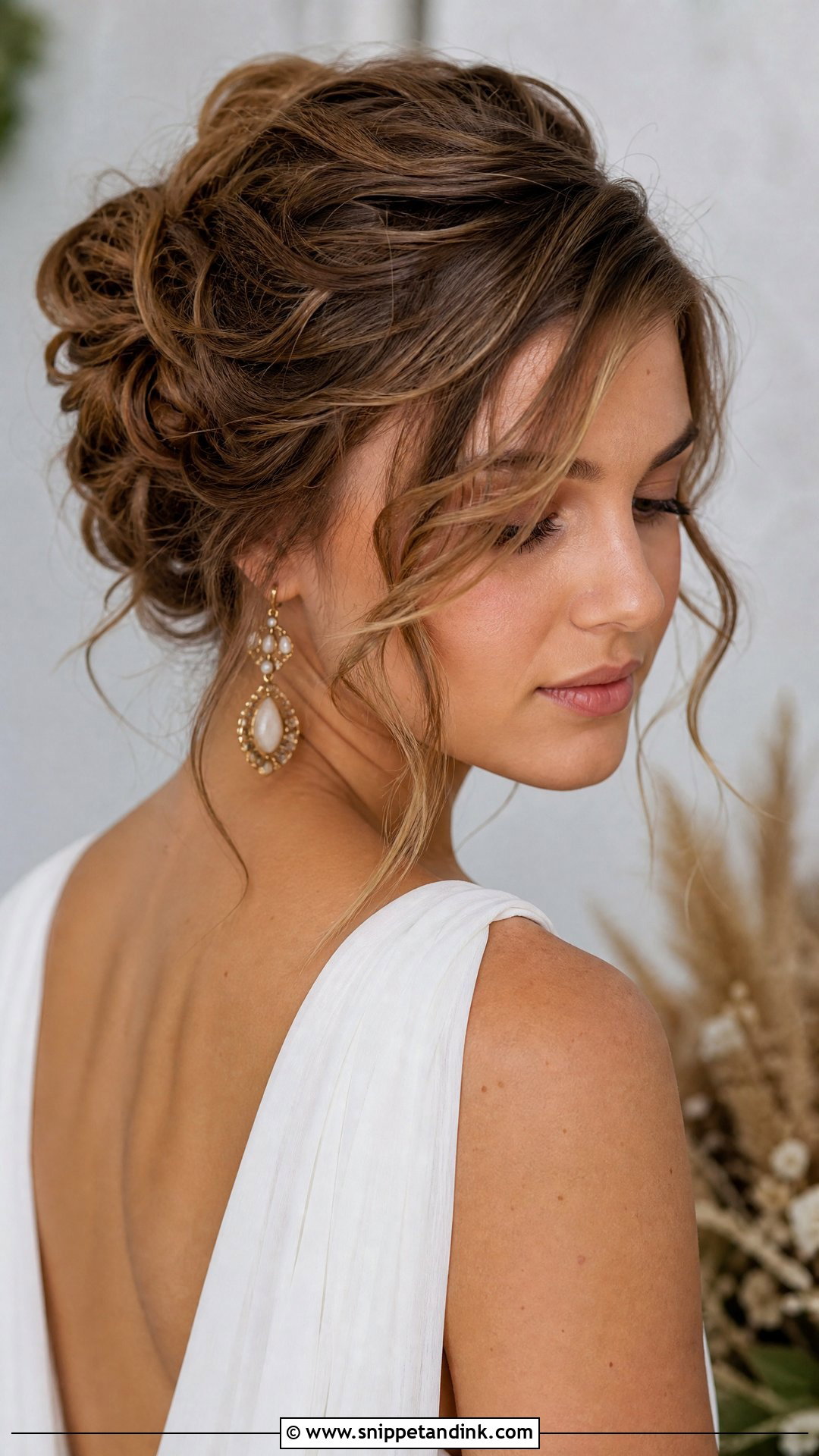 Tousled Textured Updo - Snippet and Ink - 20 Shoulder Length Wedding Guest Hair Ideas