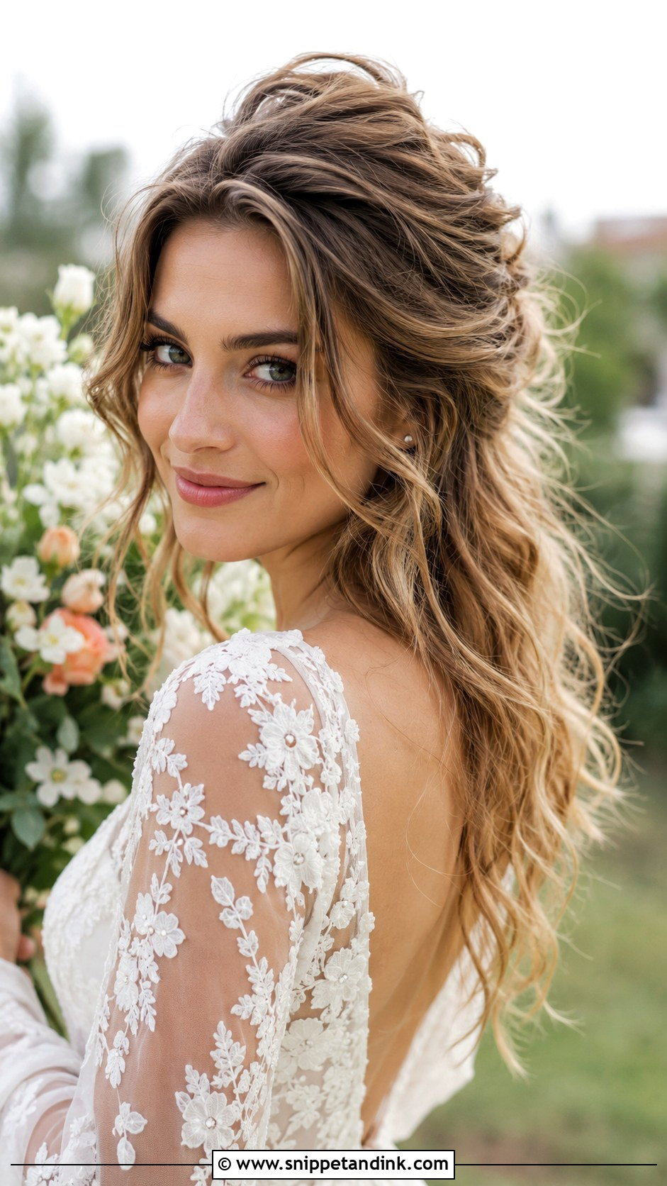 Tousled Updo Inspired Open Hair - Snippet and Ink - 25 Open Hair Bride Ideas