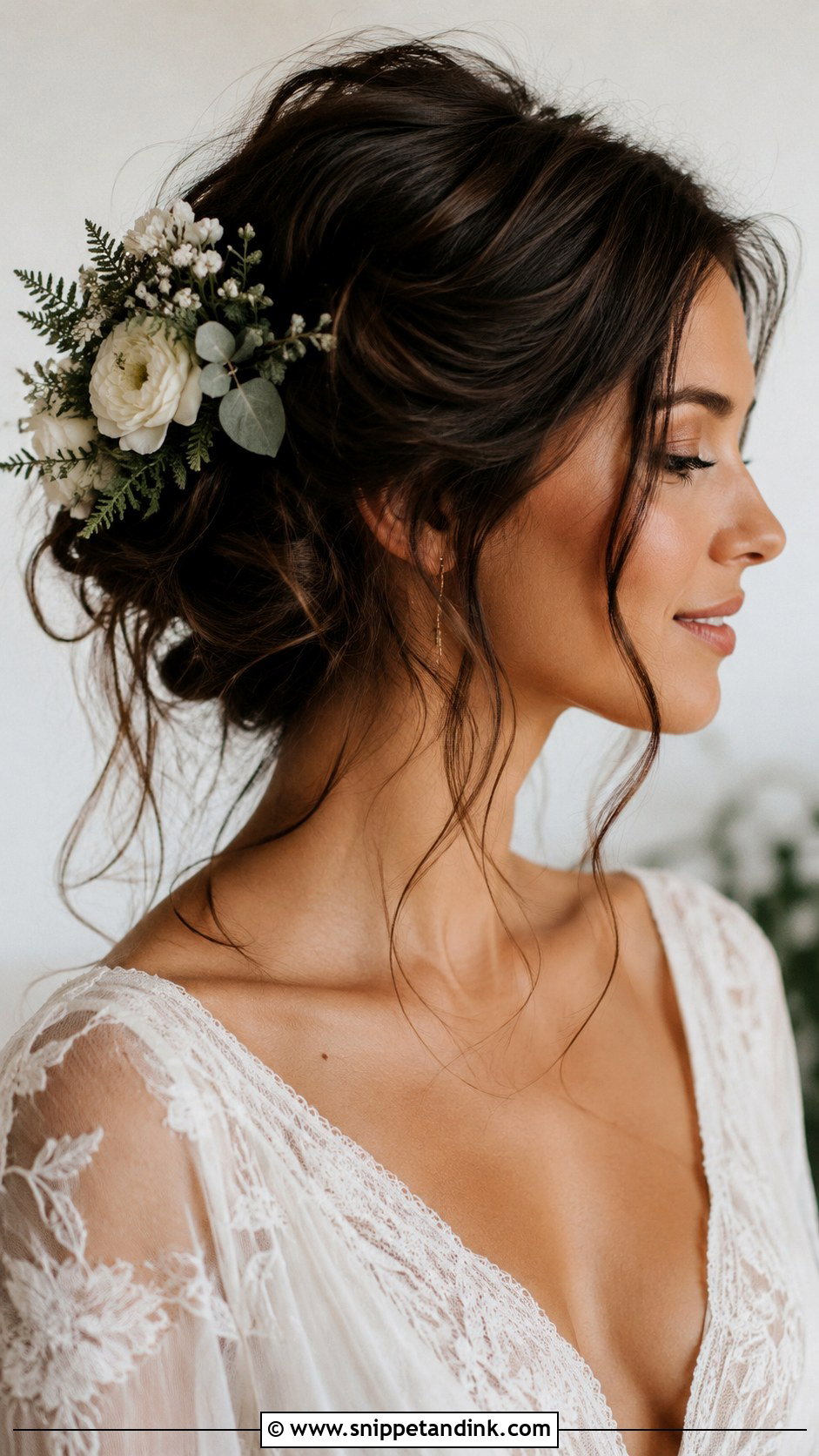 Tousled Updo Wedding Hair - Snippet and Ink - 20 Dark Brown Wedding Hair Ideas