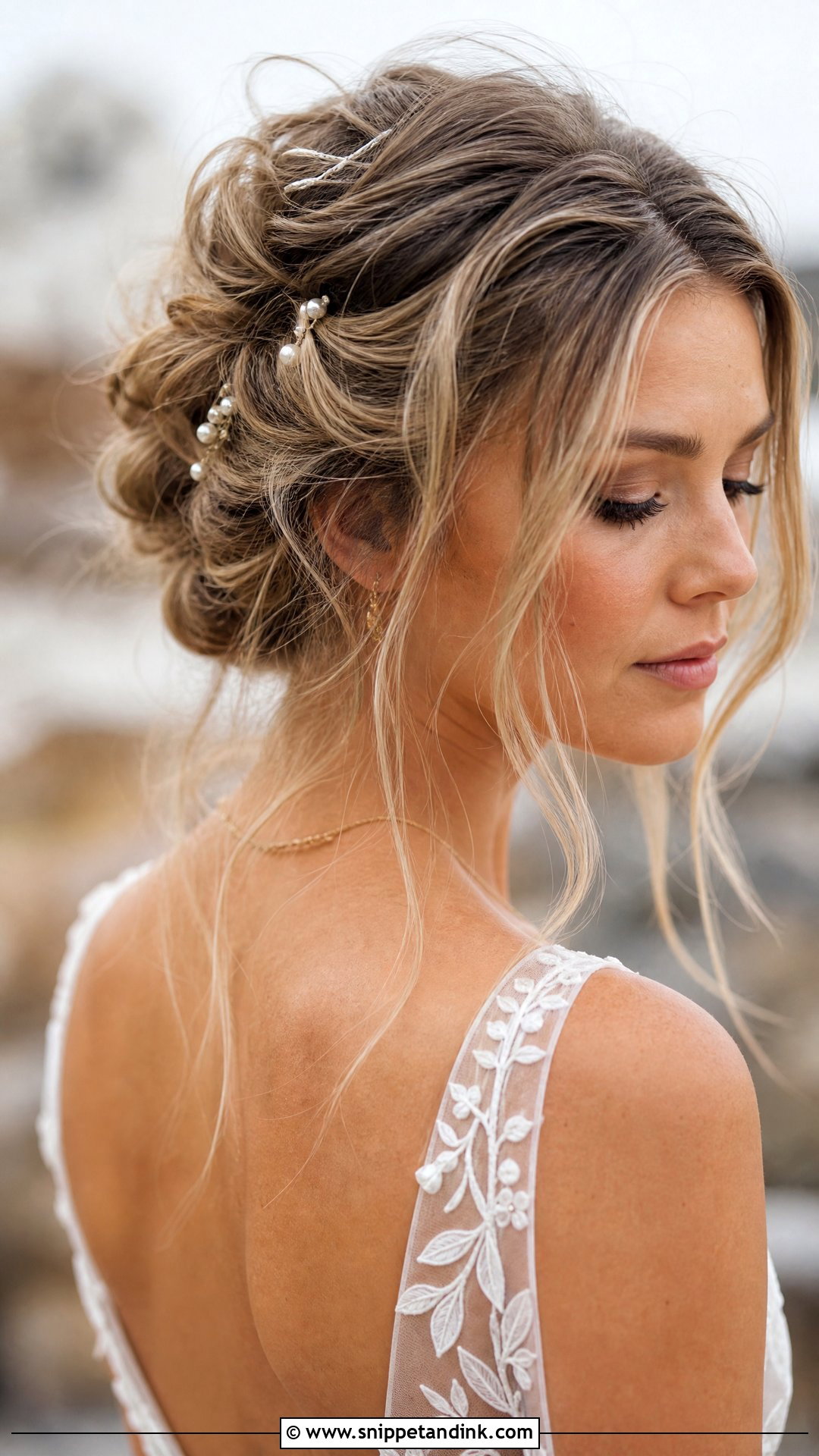 Tousled Updo Wedding Hairstyle - Snippet and Ink - 20 Mid Length Wedding Hairstyles