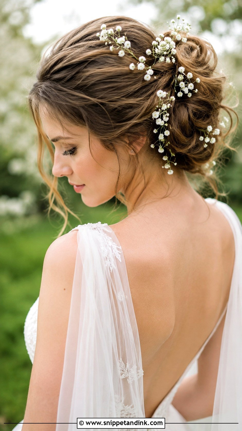 Tousled Updo With Babys Breath - Snippet and Ink - 25 Ethereal Wedding Hair Ideas