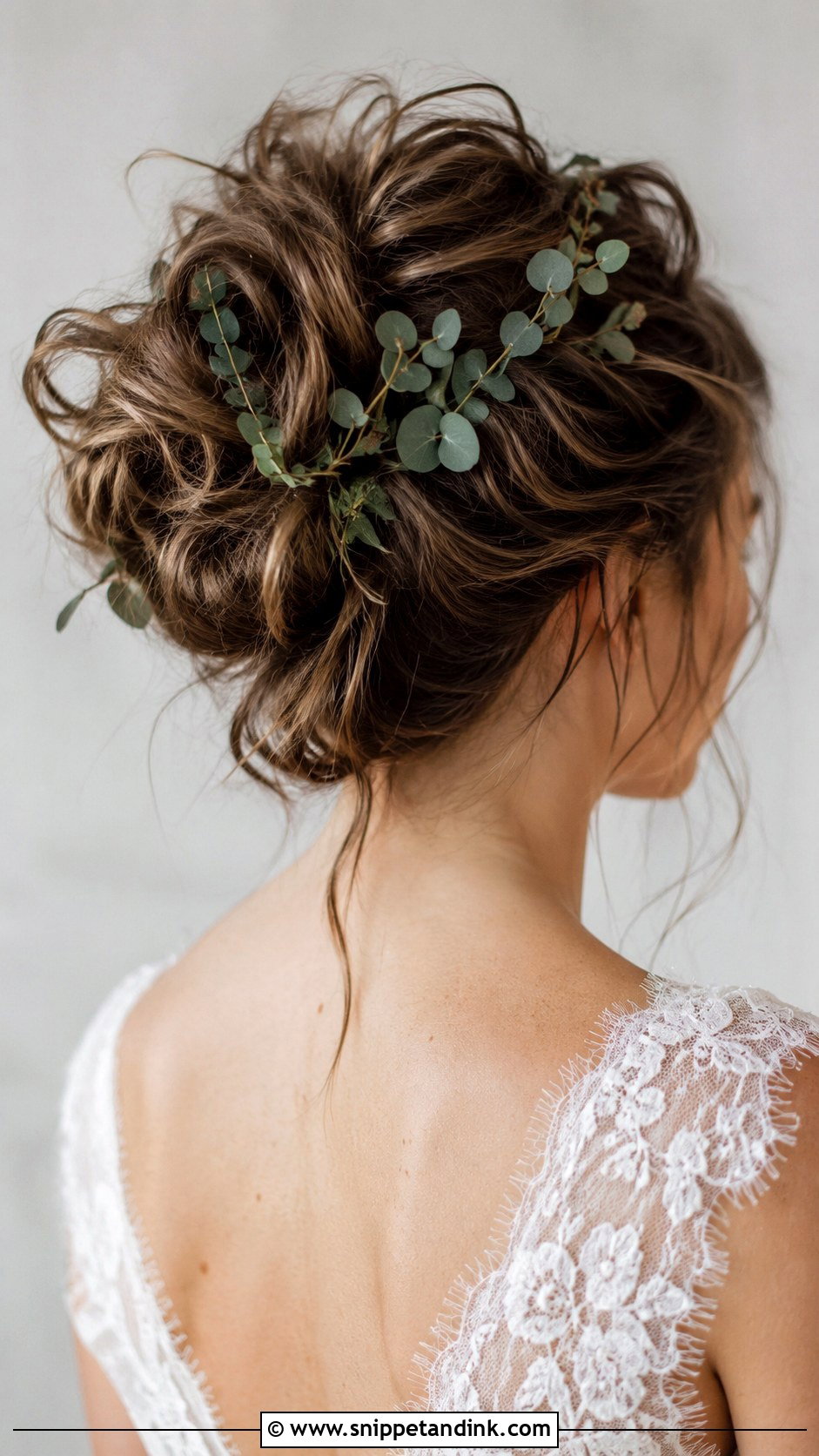 Tousled Updo With Greenery - Snippet and Ink - 25 Bridal Updo Hairstyles