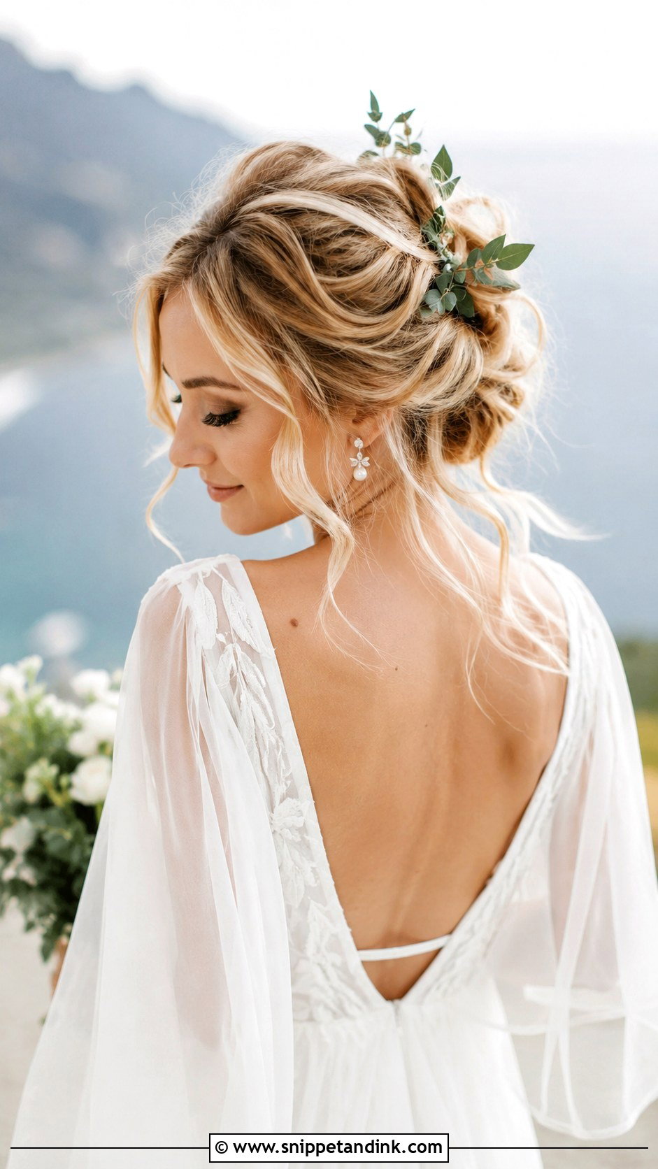 Tousled Updo With Loose Tendrils - Snippet and Ink - 20 Mamma Mia Wedding Hair Ideas