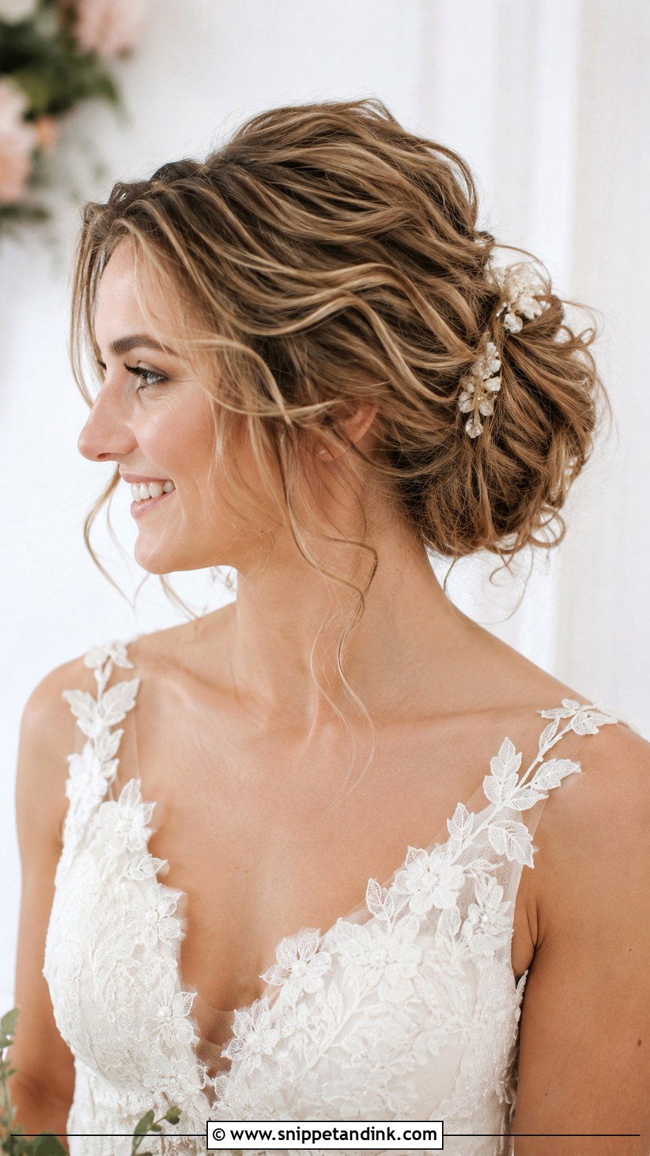 Tousled Updo With Tendrils - Snippet and Ink - 35 Bridal Hairstyle Ideas
