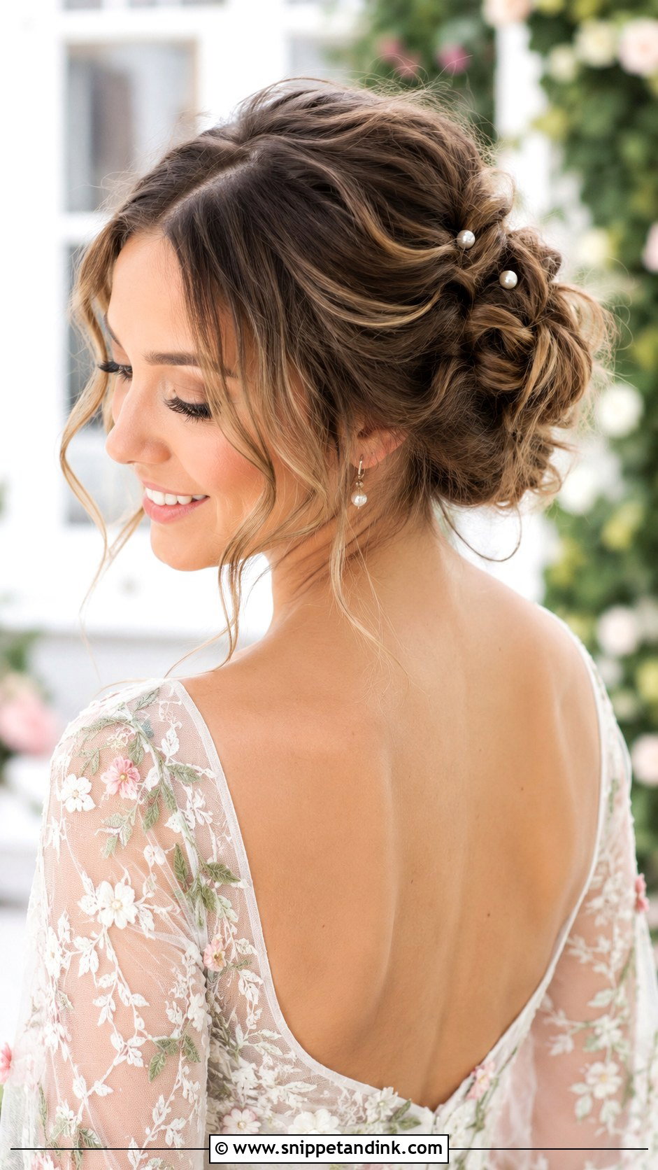 Tousled Updo With Tendrils - Snippet and Ink - 35 Wedding Hair Ideas