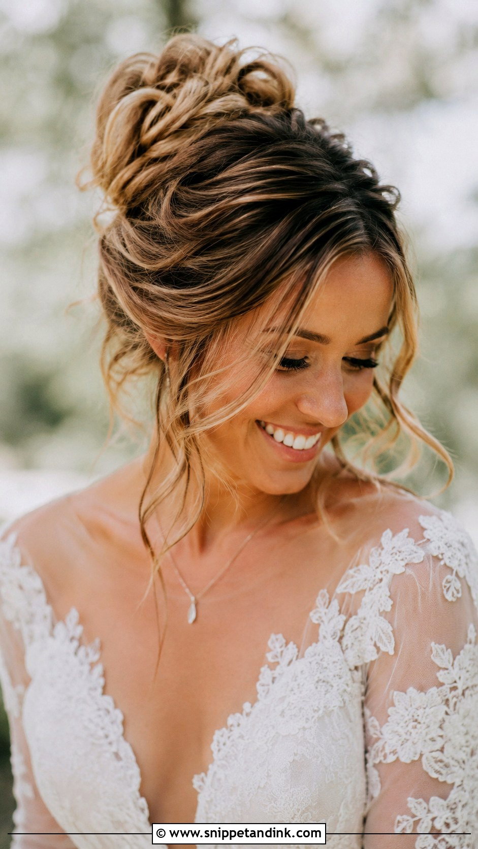 Tousled Updo With Tendrils - Snippet and Ink - 20 Elegant Wedding Updo Ideas