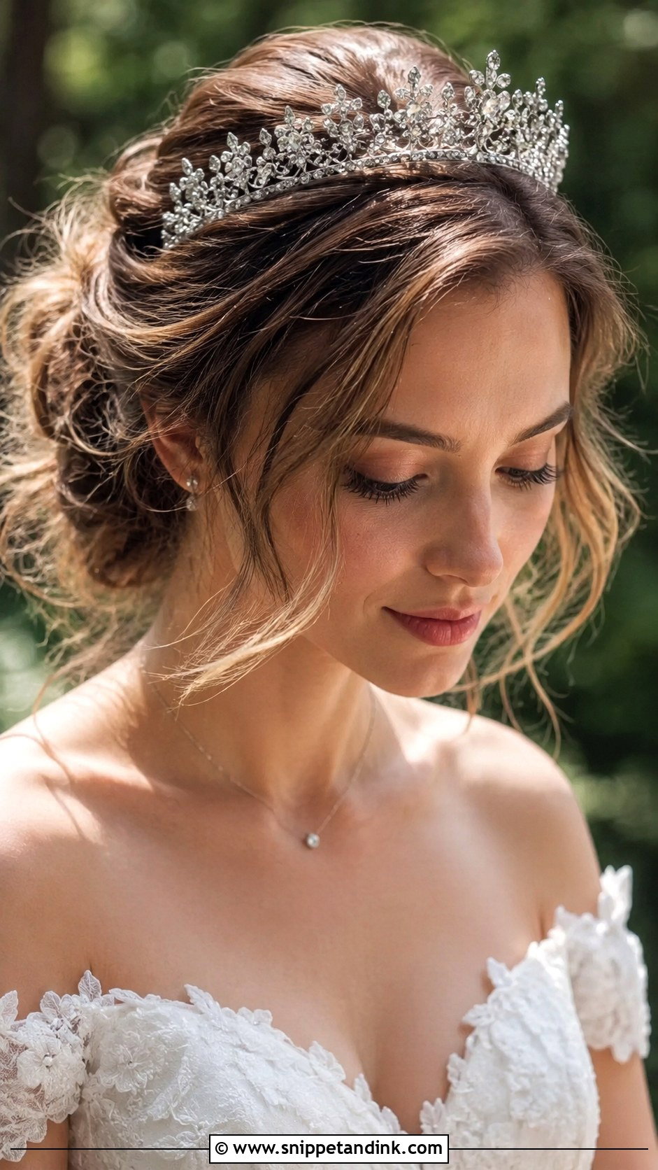 Tousled Updo With Tiara - Snippet and Ink - 25 Wedding Hair with Tiara Ideas