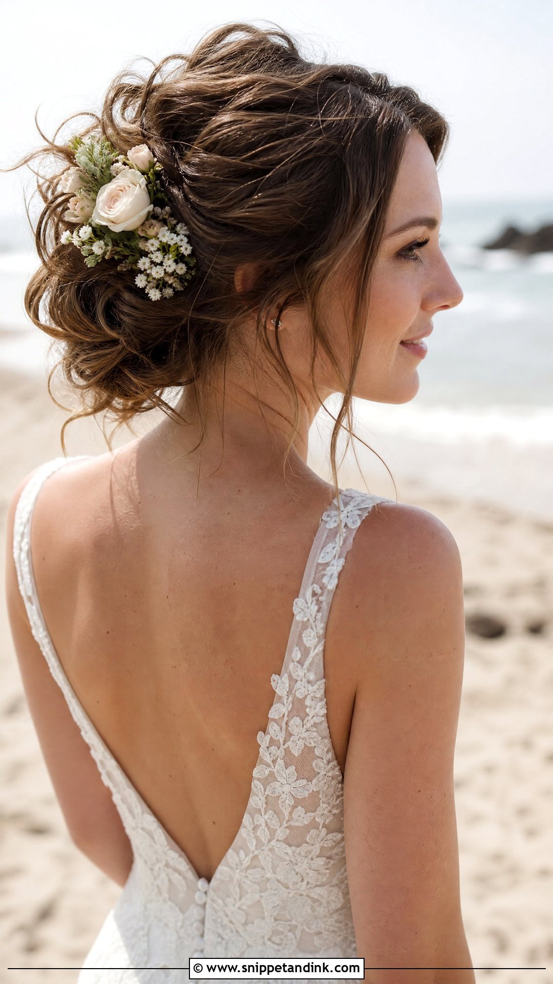 Tousled Updo for Beach Brides - Snippet and Ink - 20 Beach Bride Hair Ideas