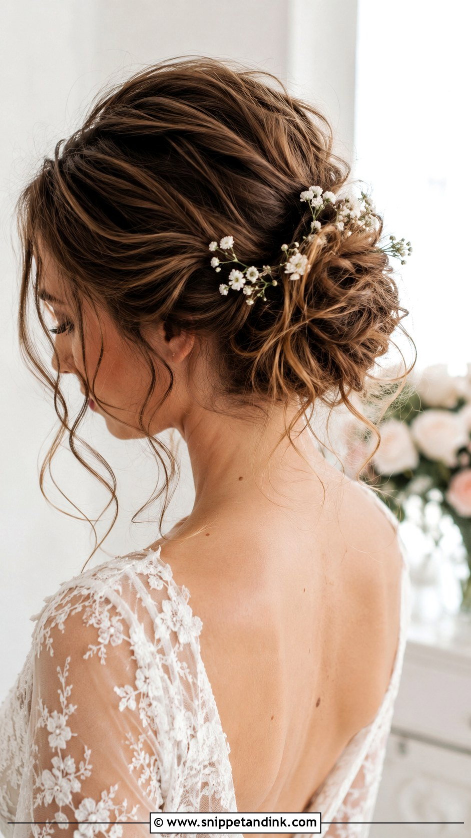 Tousled Updo with Loose Tendrils - Snippet and Ink - 25 Hairstyles for Brides