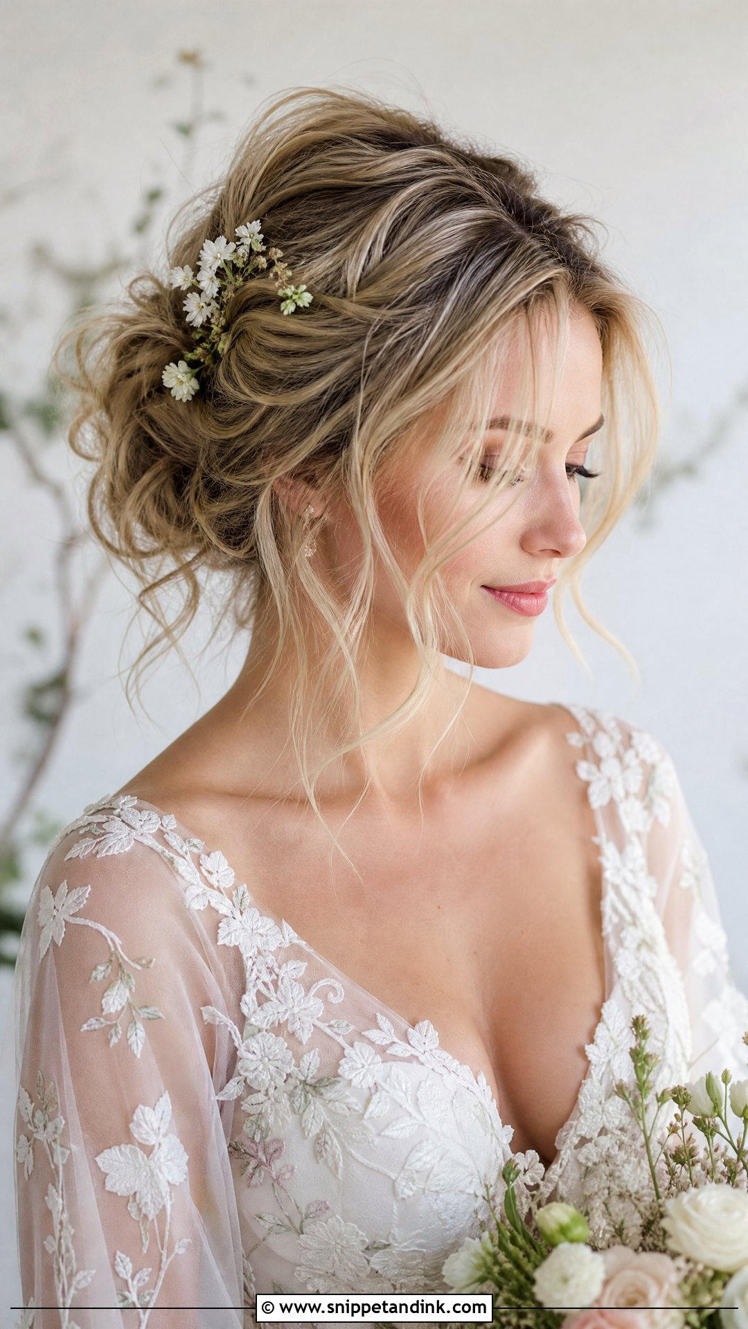 Tousled Updo with Tendrils - Snippet and Ink - 20 Elegant Bride Hairstyles