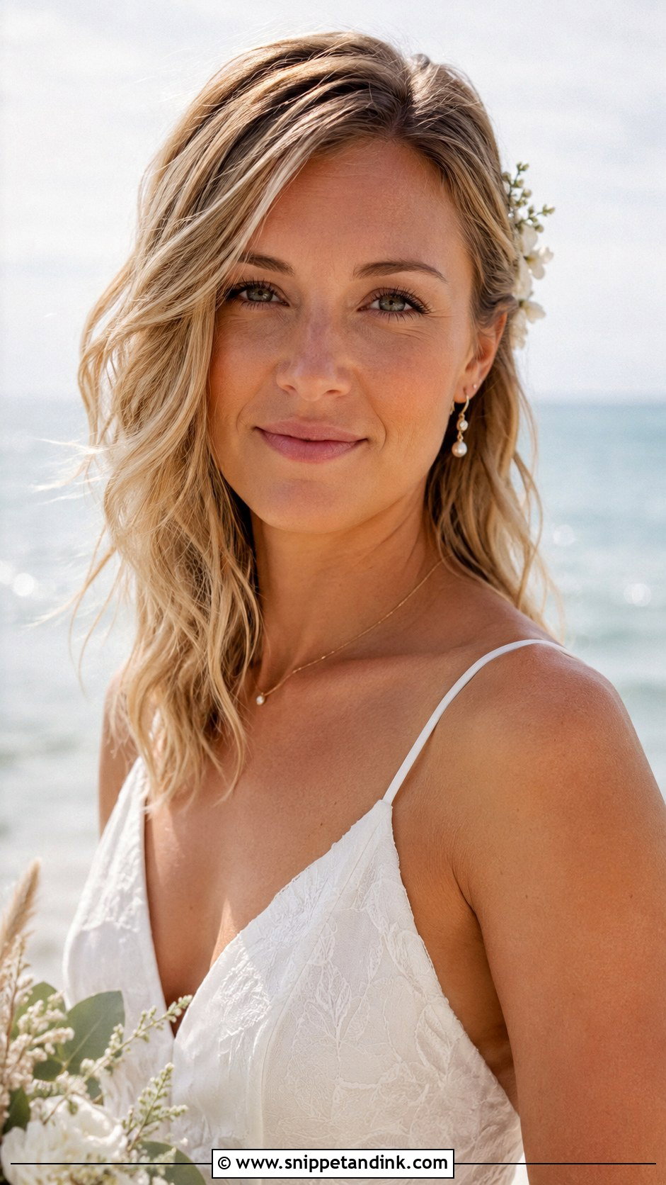 Tousled Waves Wedding Hairstyle for Medium Hair - Snippet and Ink - 20 Medium Bridal Hair Ideas