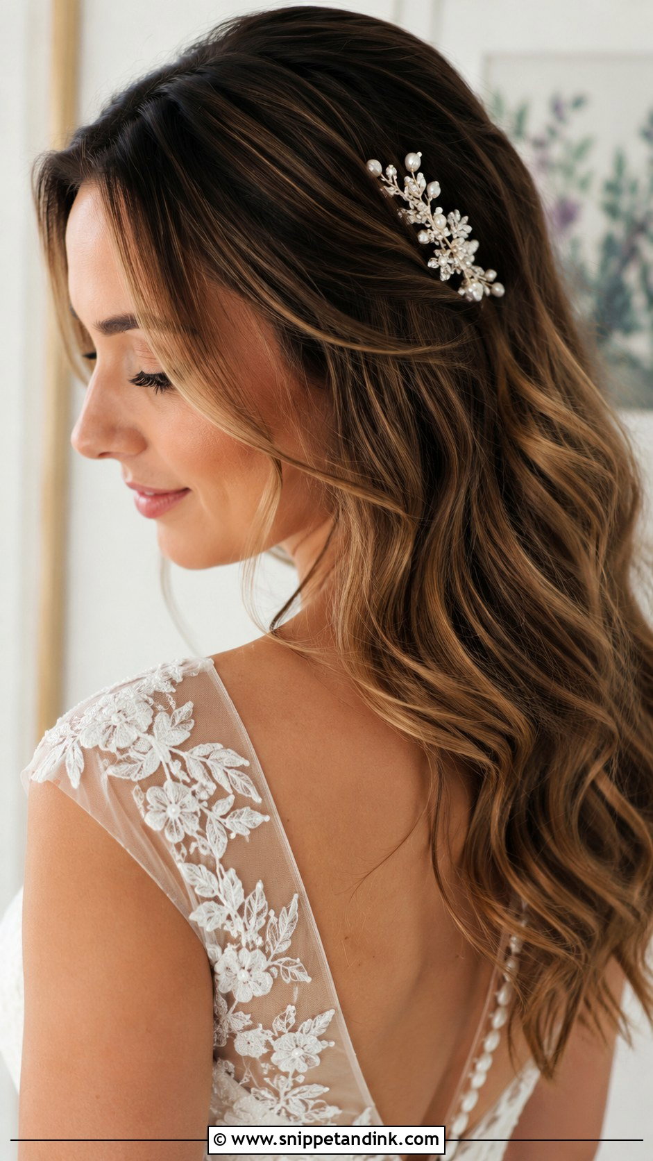 Tousled Waves With Hair Comb - Snippet and Ink - 25 Bridal Hairstyles for Short Hair