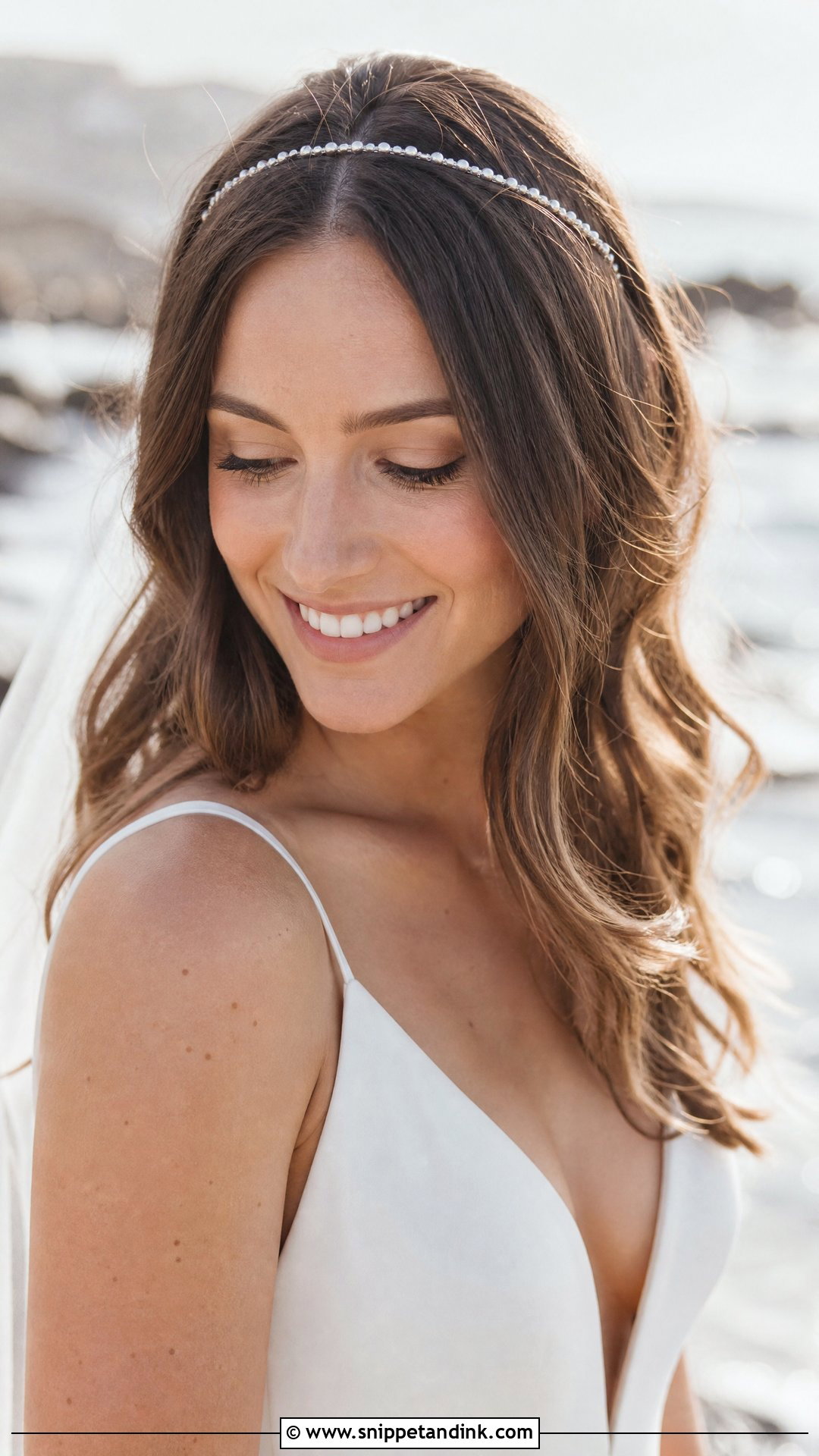 Tousled Waves With Thin Headband - Snippet and Ink - 20 Wedding Hairstyles with Headband