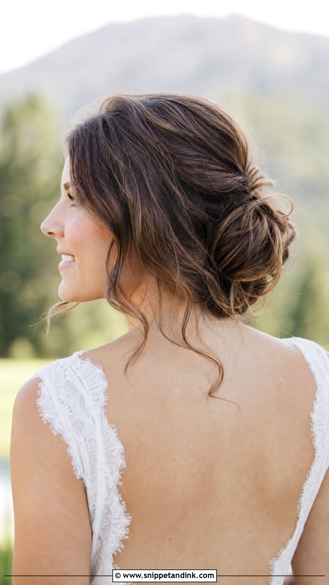 Tousled Waves With a Low Bun Accent - Snippet and Ink - 20 Long Hair Bridal Waves