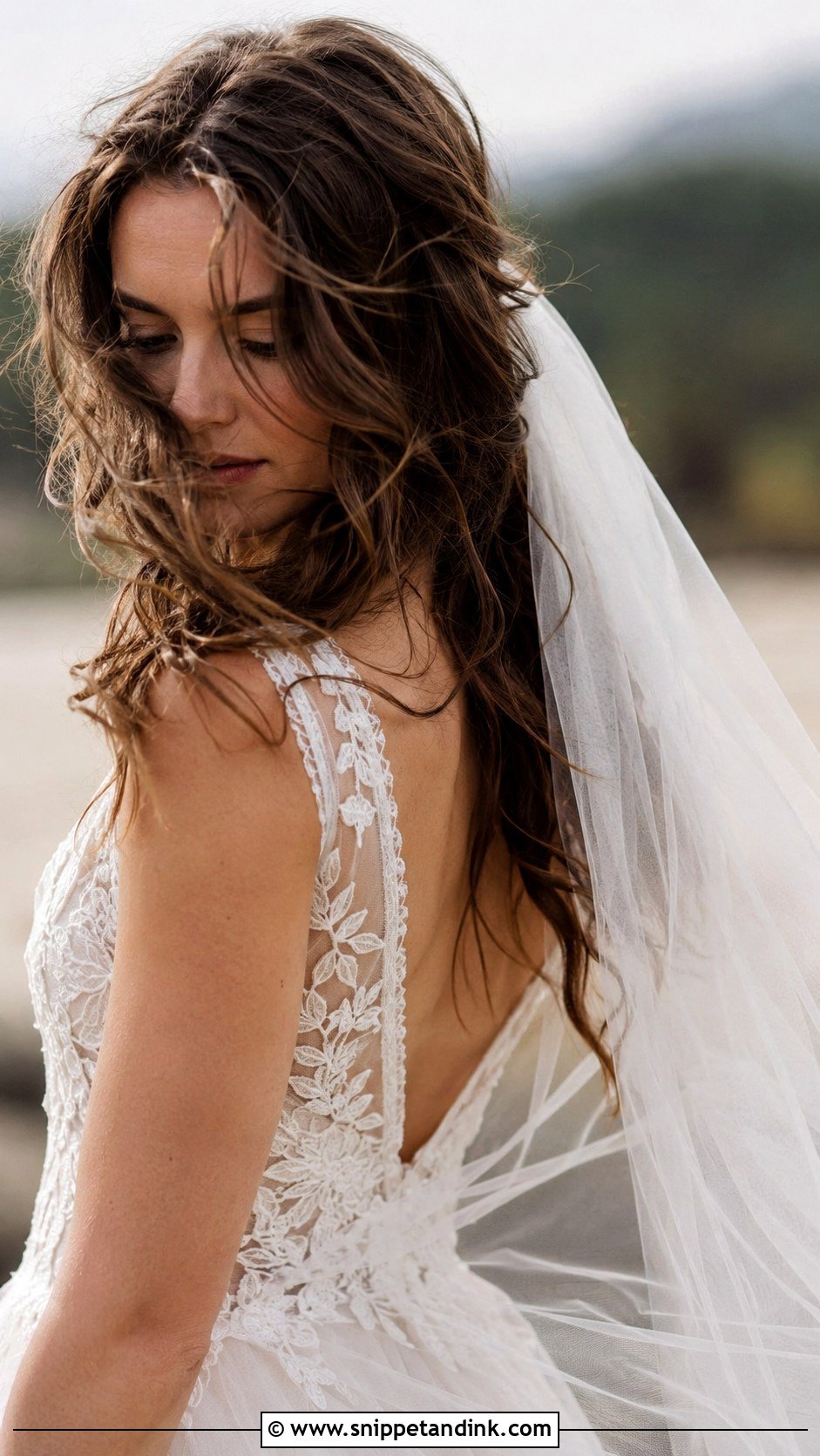 Tousled Waves With a Soft Veil - Snippet and Ink - 25 Veil Hair Down Ideas