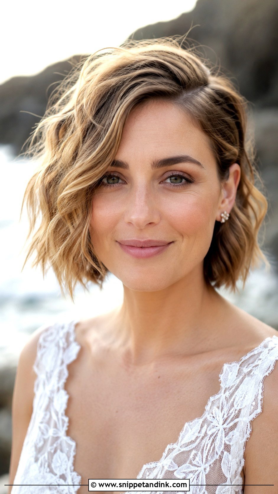 Tousled Waves for Short Bob - Snippet and Ink - 30 Short Hair Wedding Ideas