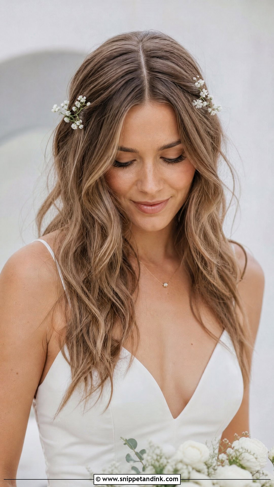 Tousled Waves with Center Part - Snippet and Ink - 20 Open Hair Bridal Hairstyles