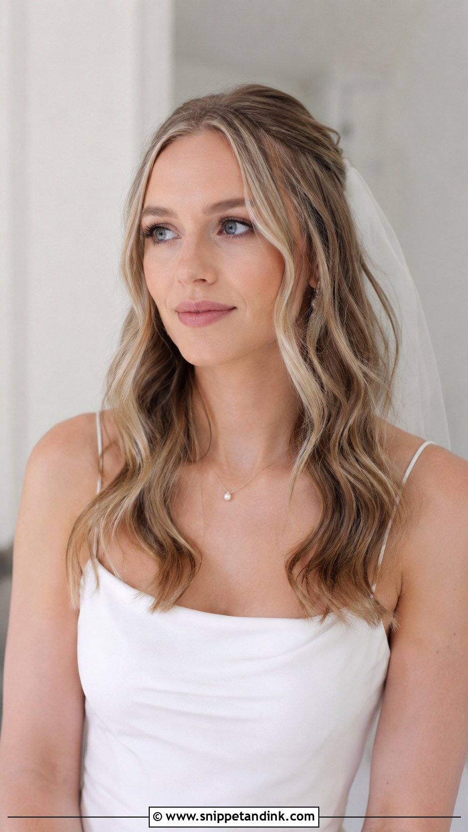 Tousled Waves with a Middle Part - Snippet and Ink - 25 Wavy Bridal Hair Ideas
