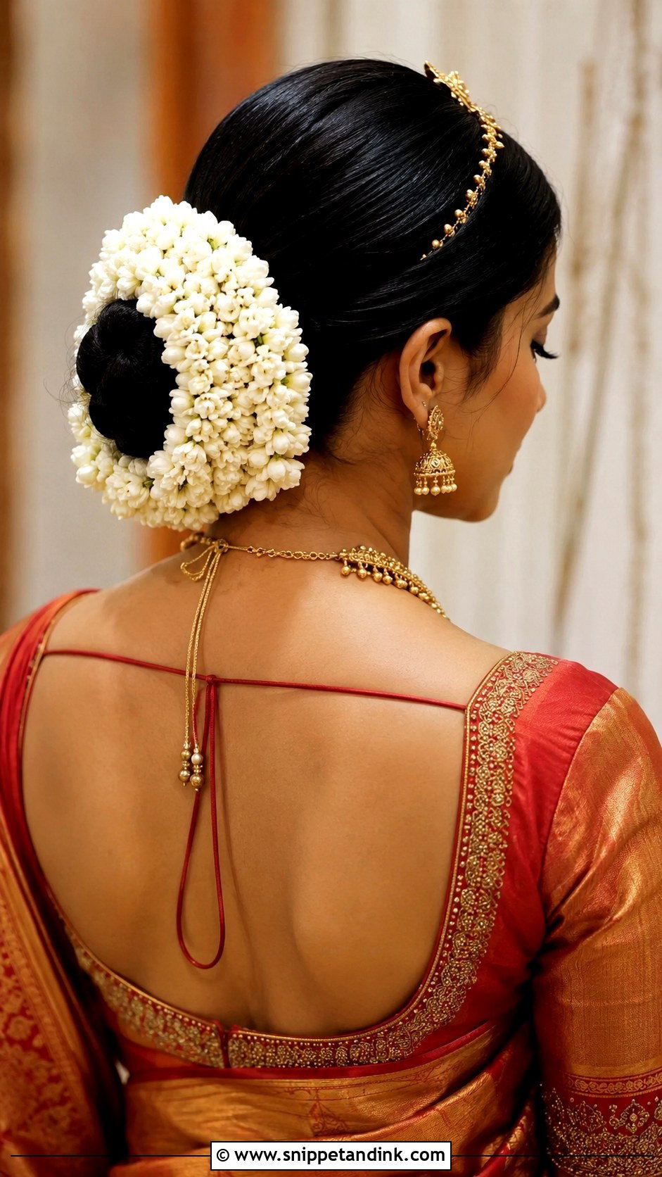 Traditional Bridal Bun With Gajra - Snippet and Ink - 15 Traditional Marriage Hairstyle Ideas