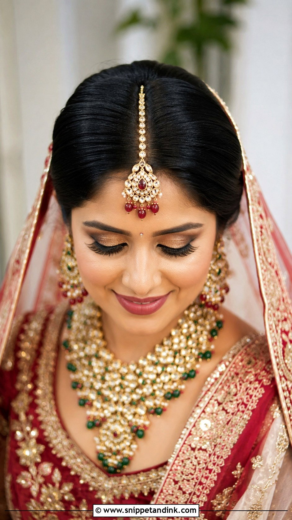 Traditional Bridal Bun With Maang Tikka - Snippet and Ink - 15 Traditional Marriage Hairstyle Ideas