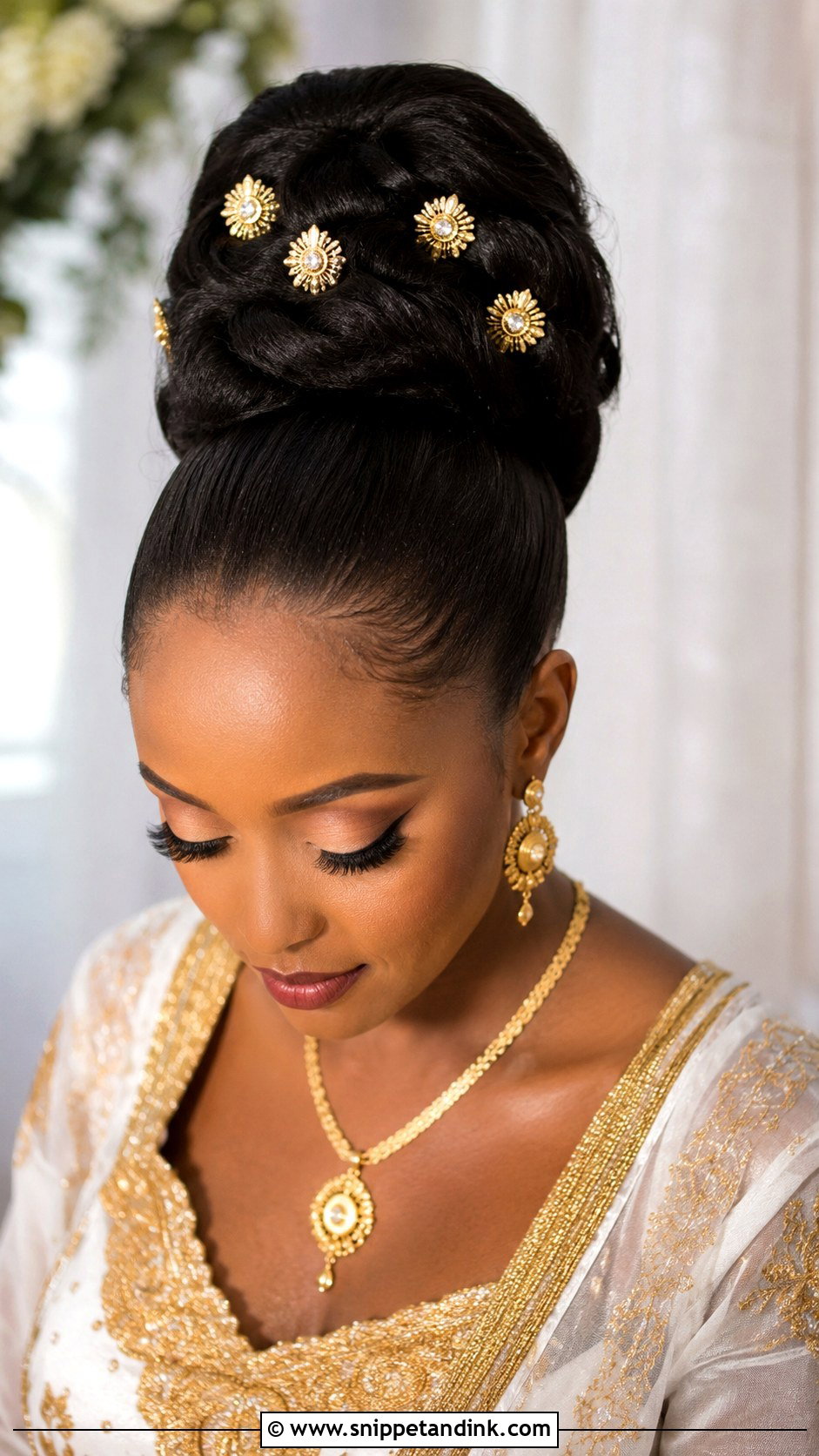 Traditional Bridal High Bun - Snippet and Ink - 15 Traditional Marriage Hairstyle Ideas