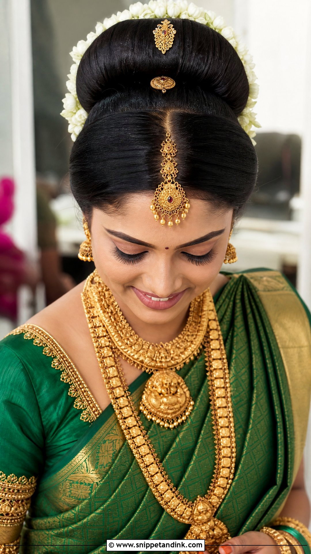 Traditional Bridal Kondai Bun - Snippet and Ink - 20 South Indian Wedding Bridal Hairstyle Ideas