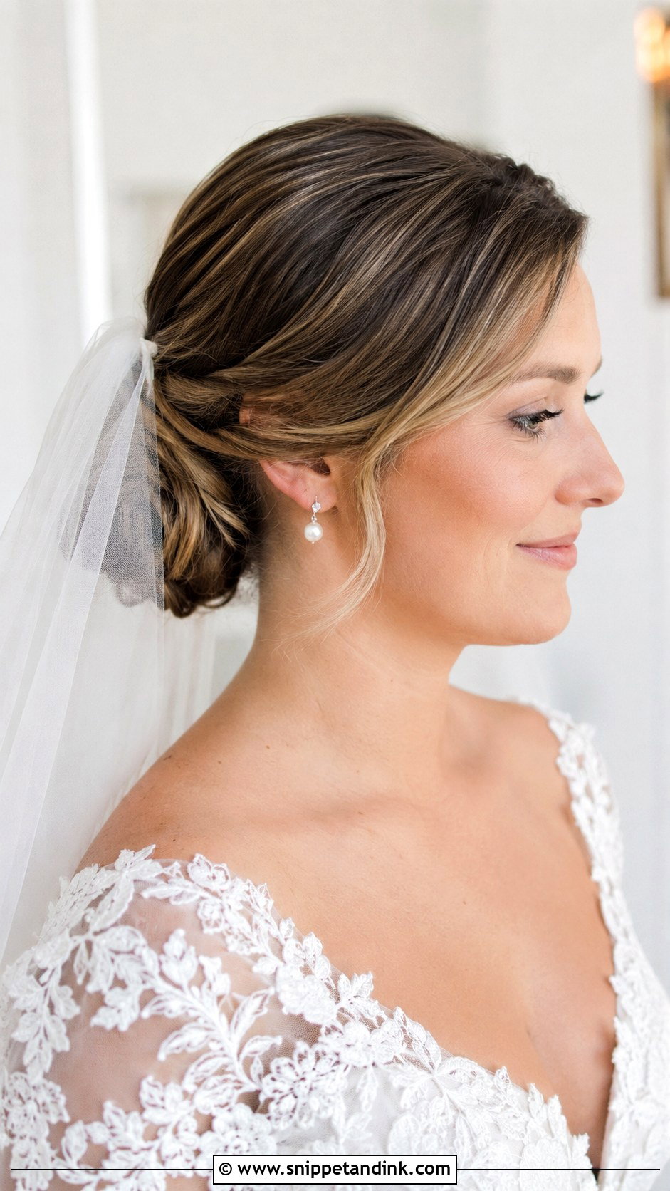 Traditional Bridal Low Bun With Veil - Snippet and Ink - 15 Traditional Marriage Hairstyle Ideas