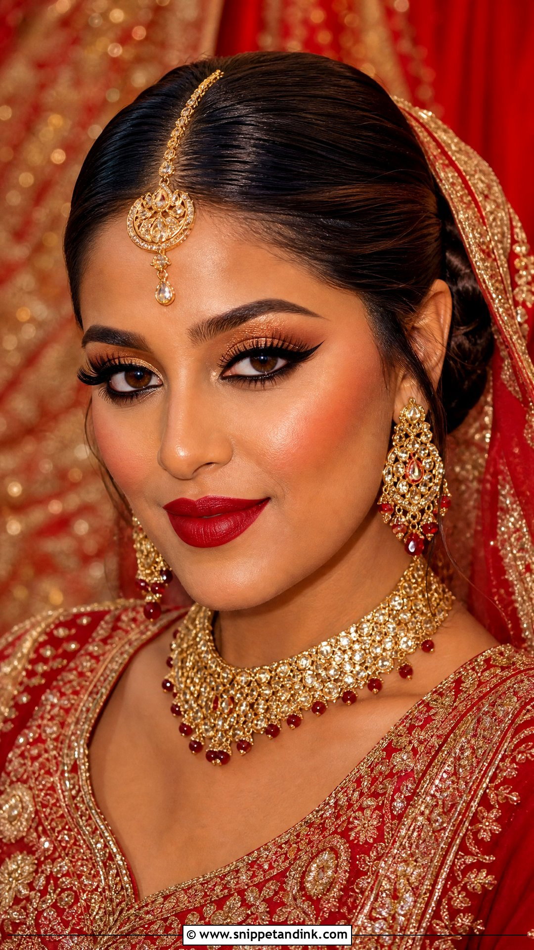 Traditional Bridal Makeup With Red Outfit - Snippet and Ink - 20 Traditional Wedding Makeup Ideas