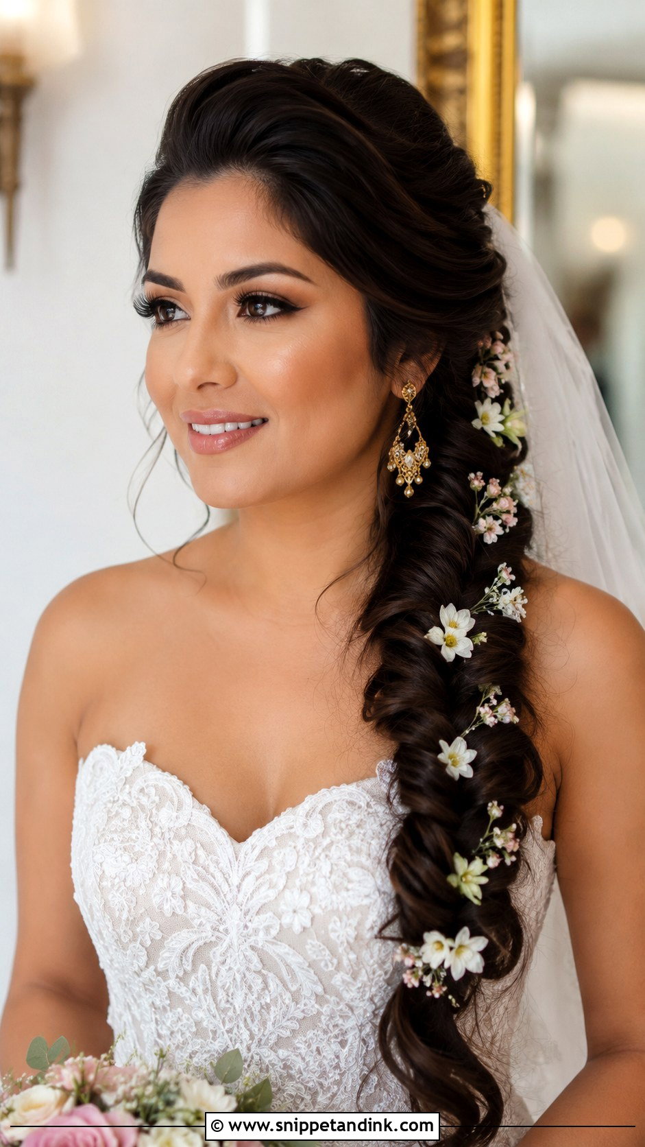 Traditional Bridal Side Braid - Snippet and Ink - 15 Traditional Marriage Hairstyle Ideas