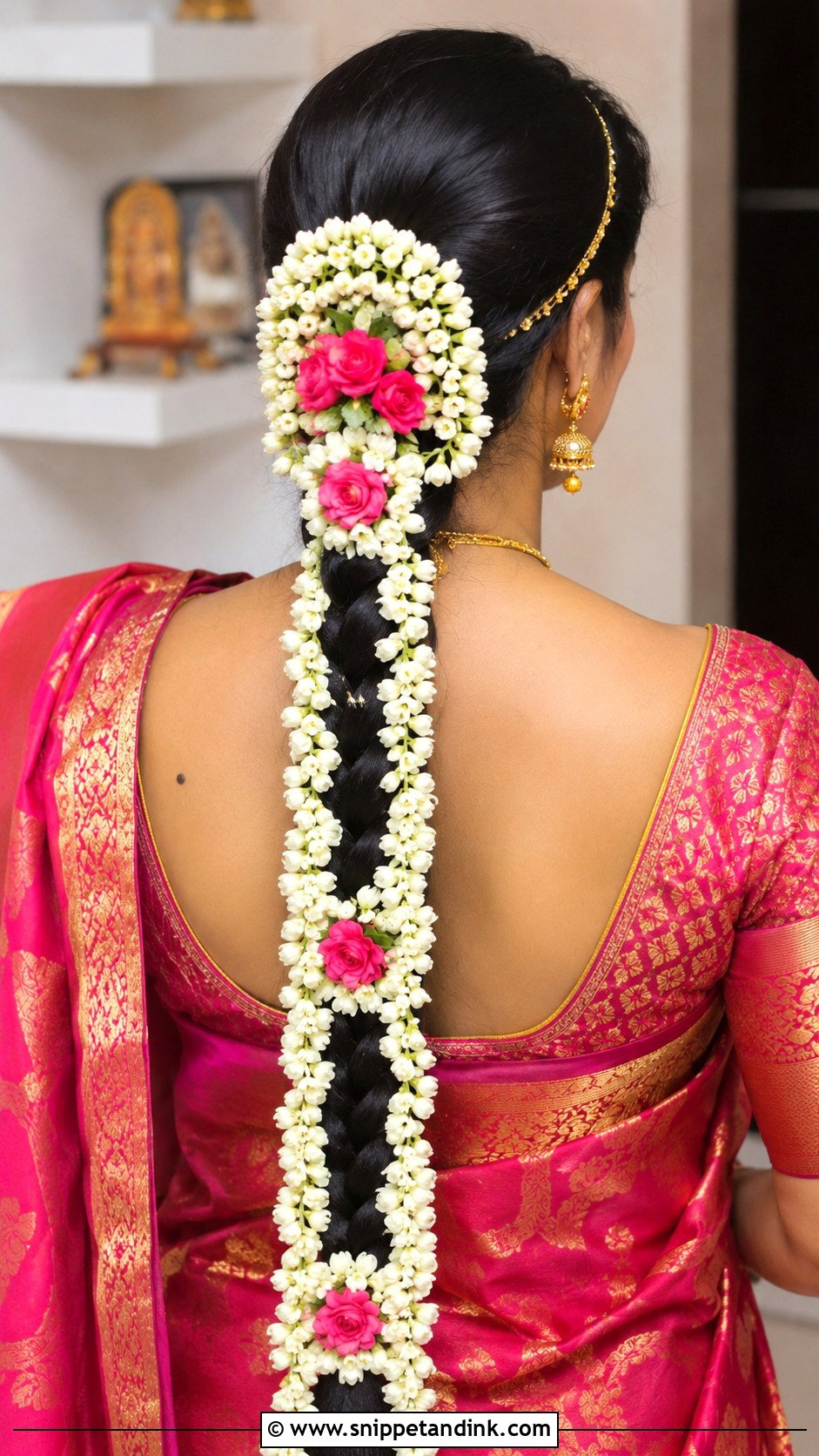 Traditional Indian Choti Braid With Flowers - Snippet and Ink - 25 Indian Braided Hairstyles for Wedding
